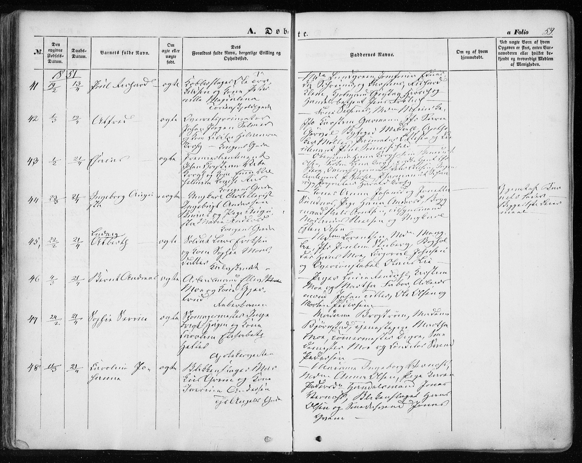Ministerialprotokoller, klokkerbøker og fødselsregistre - Sør-Trøndelag, SAT/A-1456/601/L0051: Parish register (official) no. 601A19, 1848-1857, p. 59