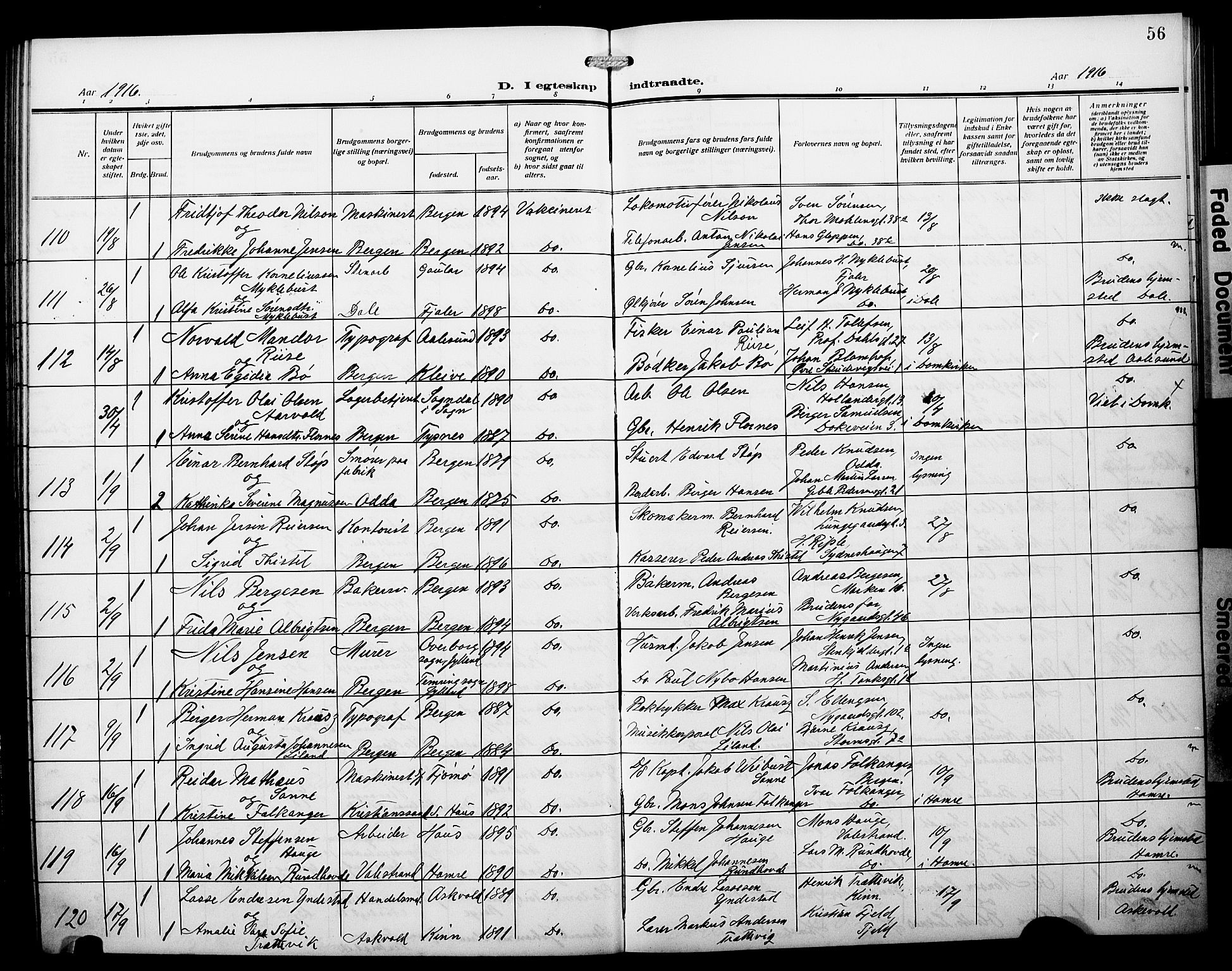 Johanneskirken sokneprestembete, AV/SAB-A-76001/H/Hab: Parish register (copy) no. C 2, 1912-1929, p. 56