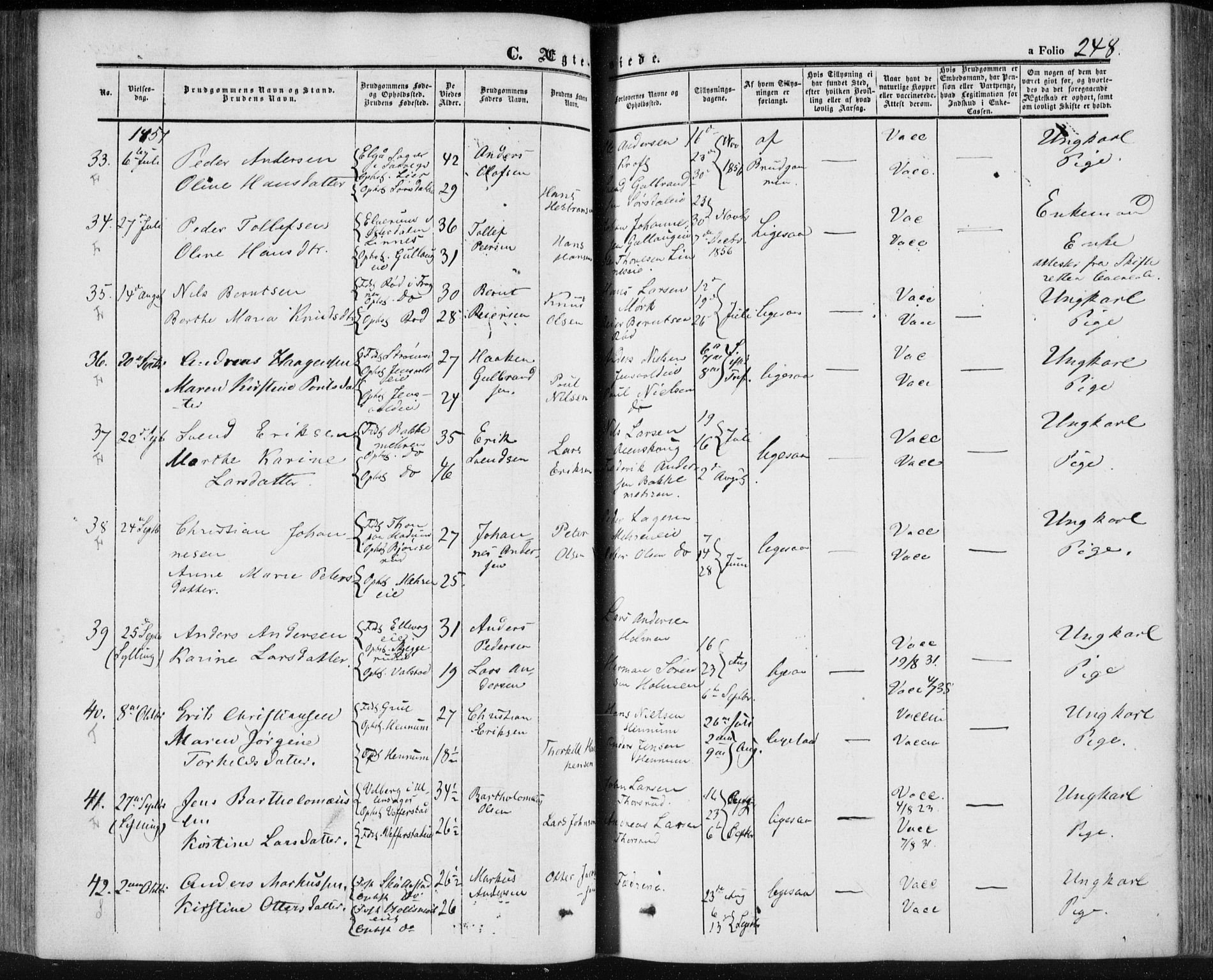 Lier kirkebøker, AV/SAKO-A-230/F/Fa/L0012: Parish register (official) no. I 12, 1854-1864, p. 248