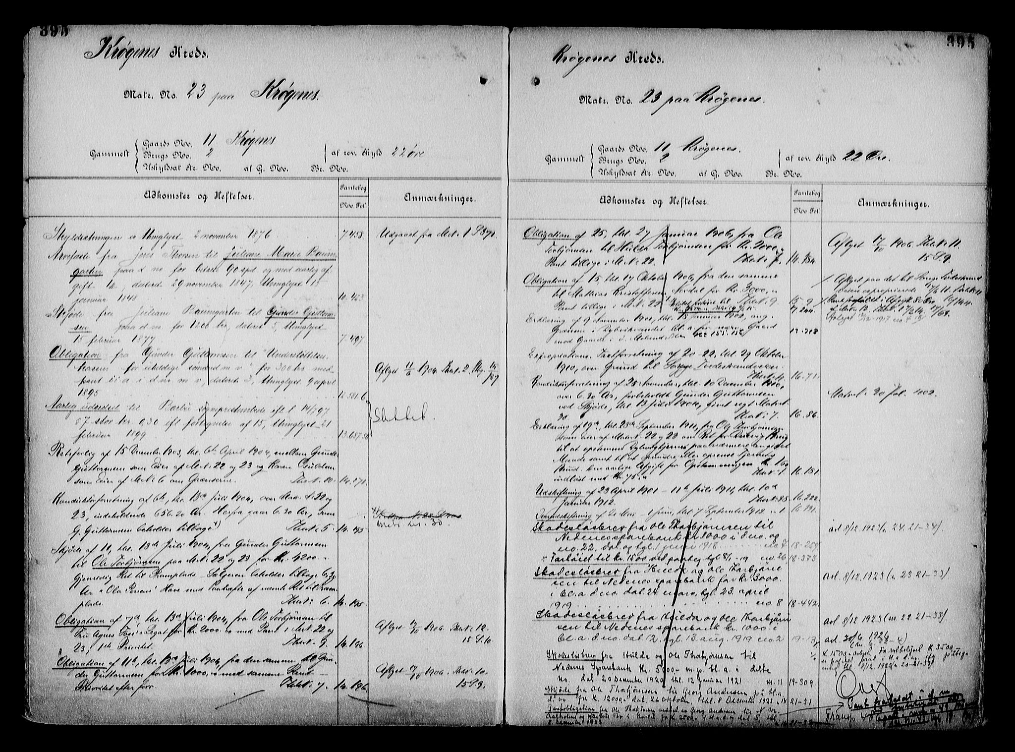Arendal byfogd, AV/SAK-1222-0001/G/Ga/L0015: Mortgage register no. 13, 1860-1960, p. 395