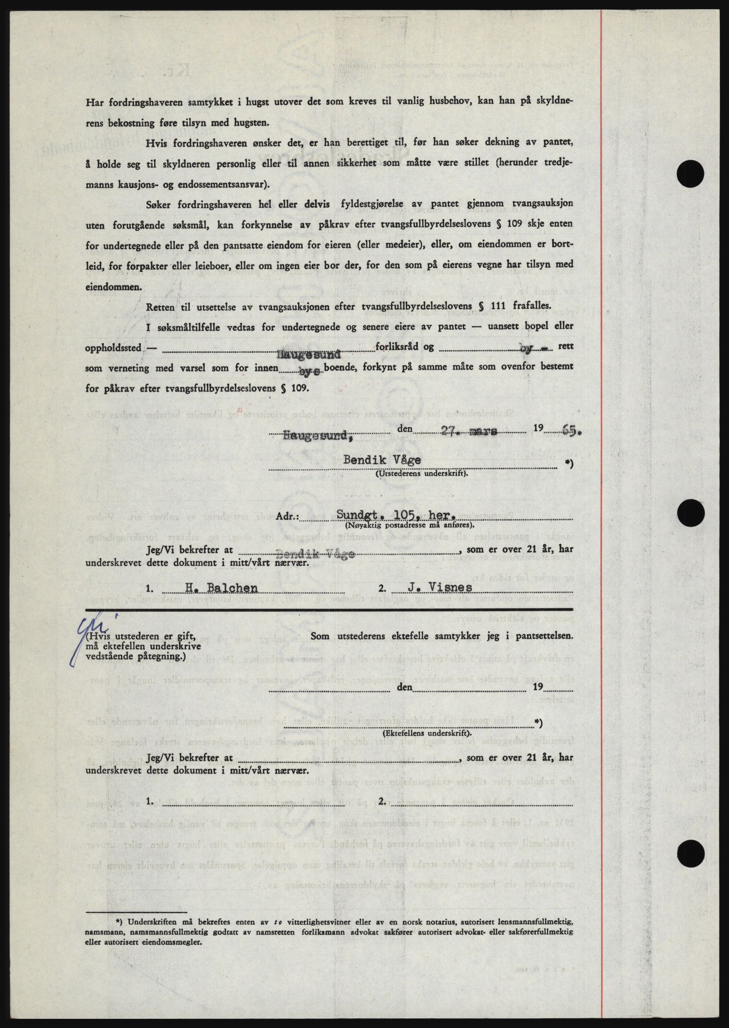 Haugesund tingrett, AV/SAST-A-101415/01/II/IIC/L0053: Mortgage book no. B 53, 1965-1965, Diary no: : 817/1965