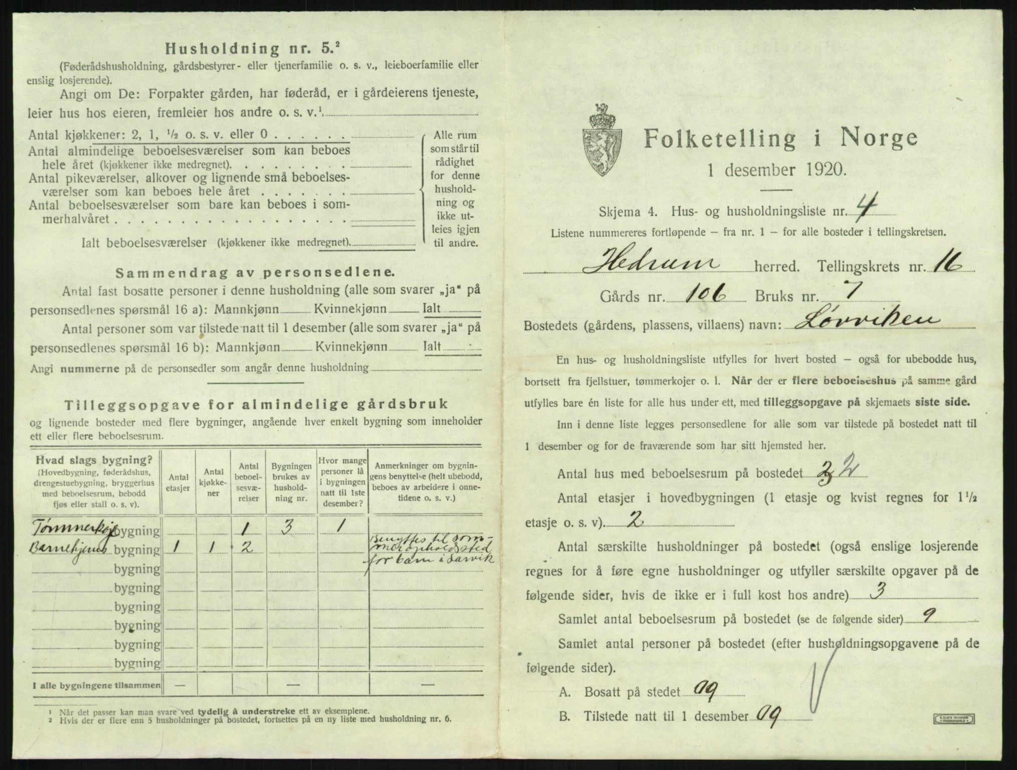 SAKO, 1920 census for Hedrum, 1920, p. 1473