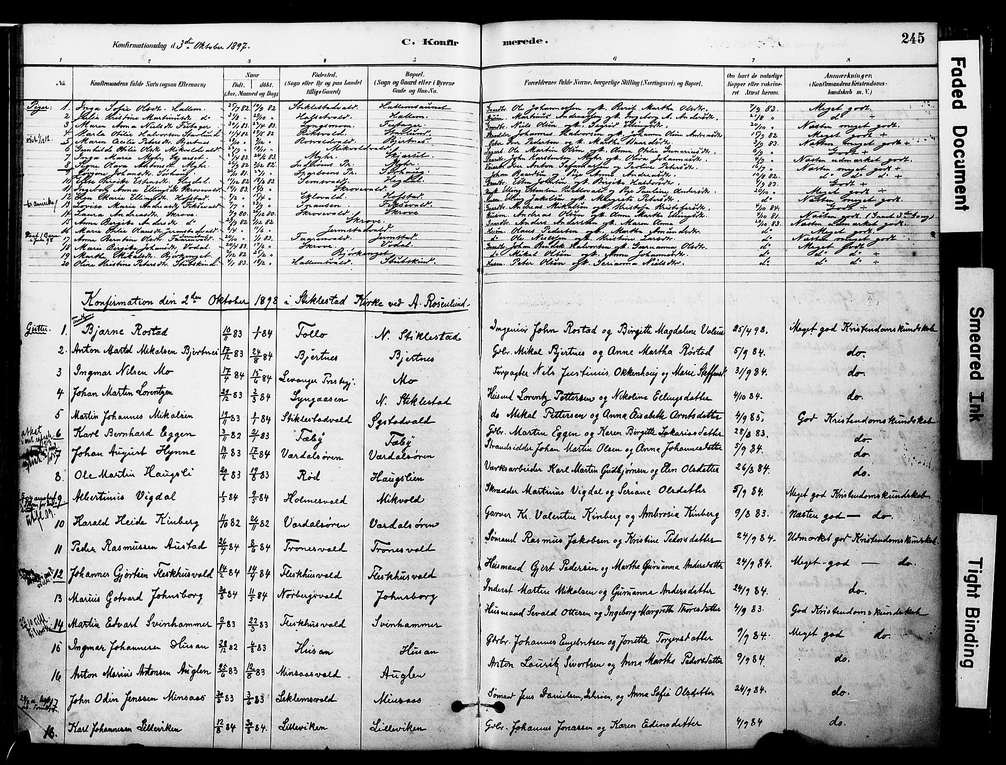 Ministerialprotokoller, klokkerbøker og fødselsregistre - Nord-Trøndelag, SAT/A-1458/723/L0244: Parish register (official) no. 723A13, 1881-1899, p. 245