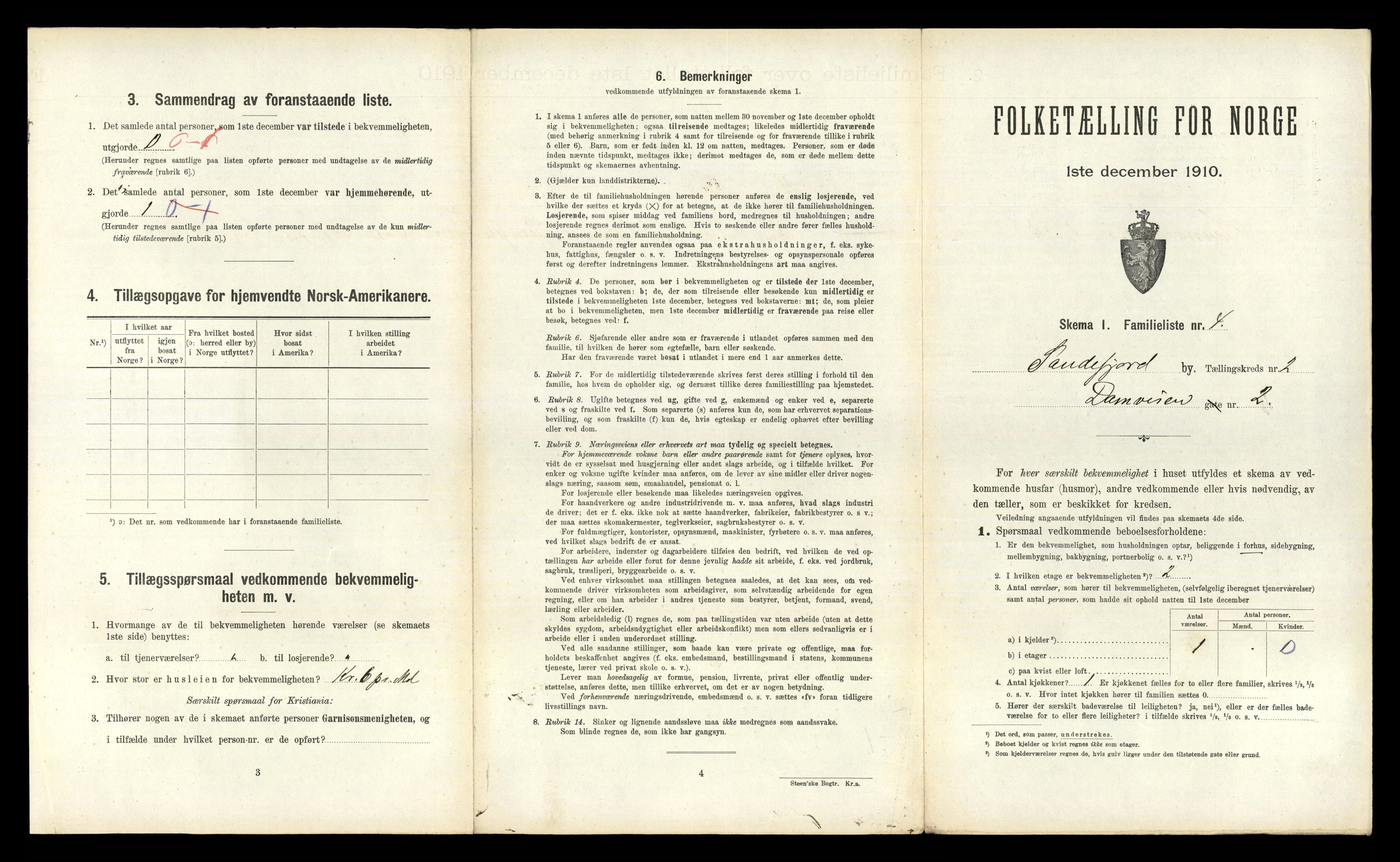 RA, 1910 census for Sandefjord, 1910, p. 376