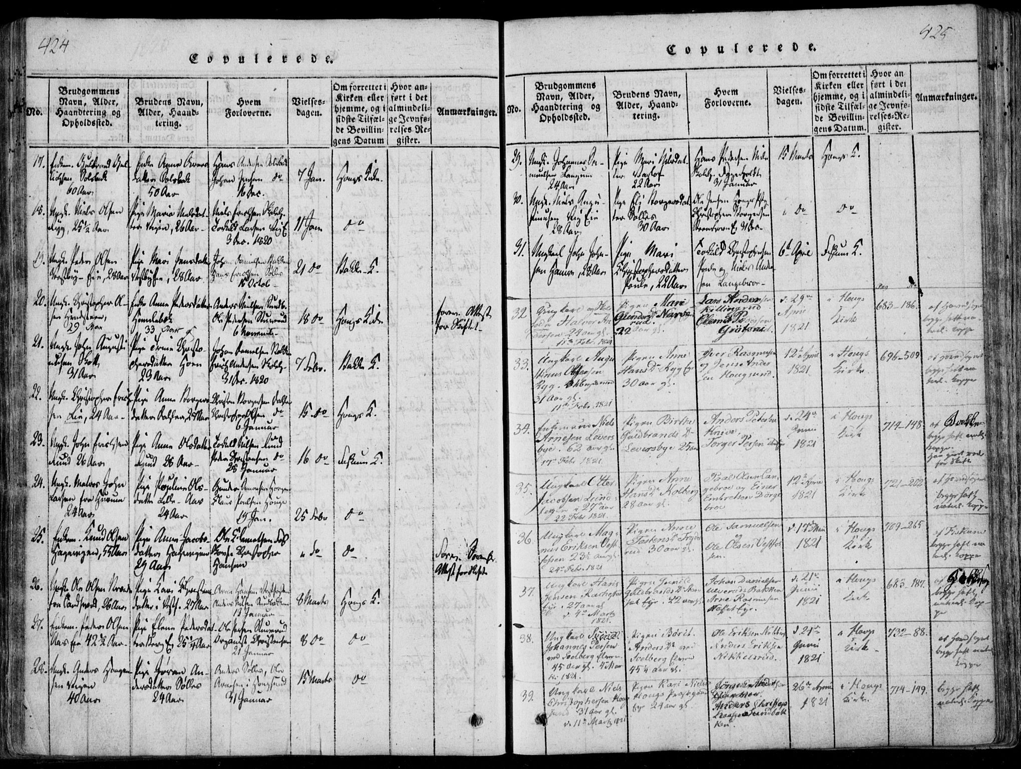 Eiker kirkebøker, AV/SAKO-A-4/F/Fa/L0011: Parish register (official) no. I 11, 1814-1827, p. 424-425