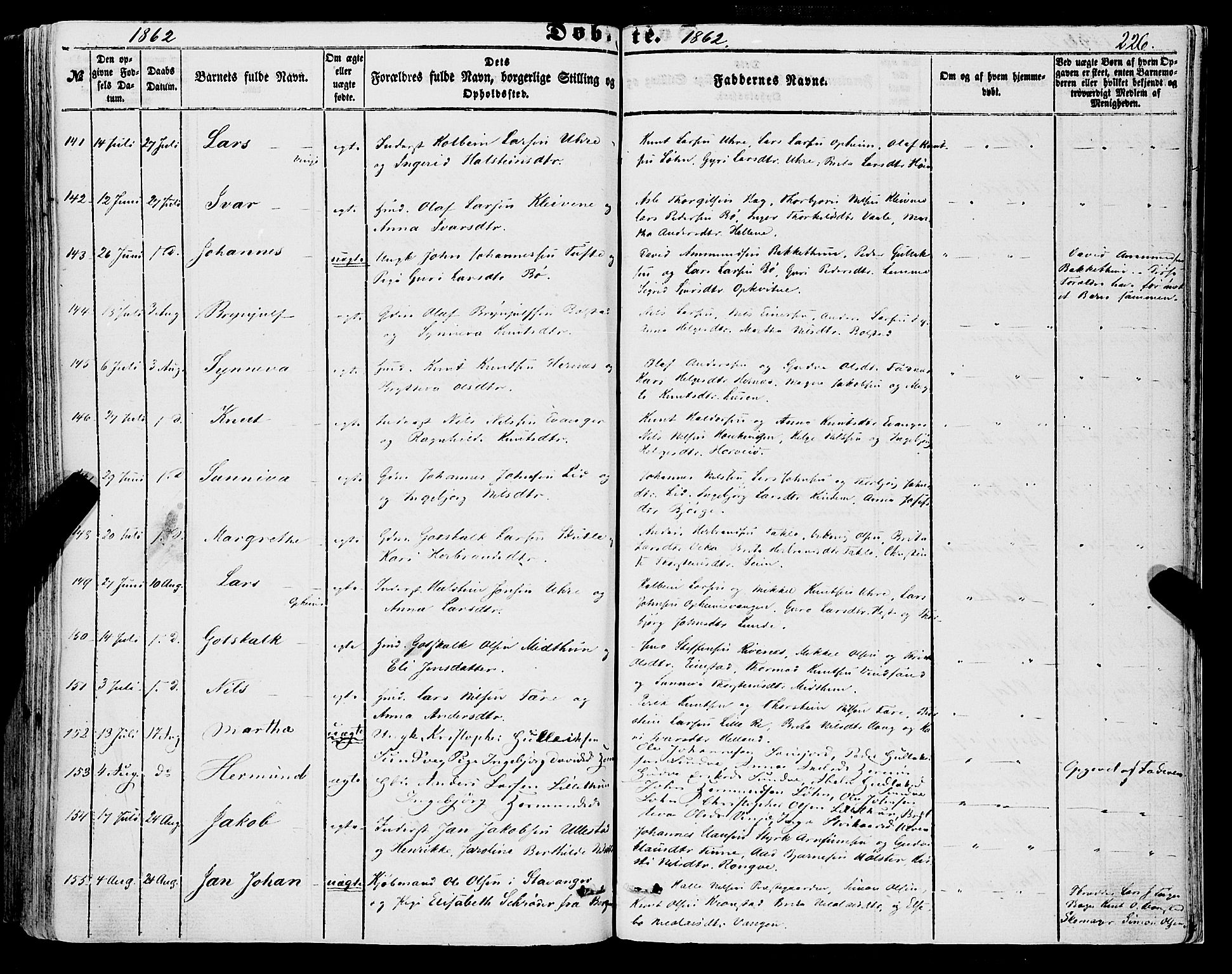 Voss sokneprestembete, AV/SAB-A-79001/H/Haa: Parish register (official) no. A 16, 1849-1863, p. 226