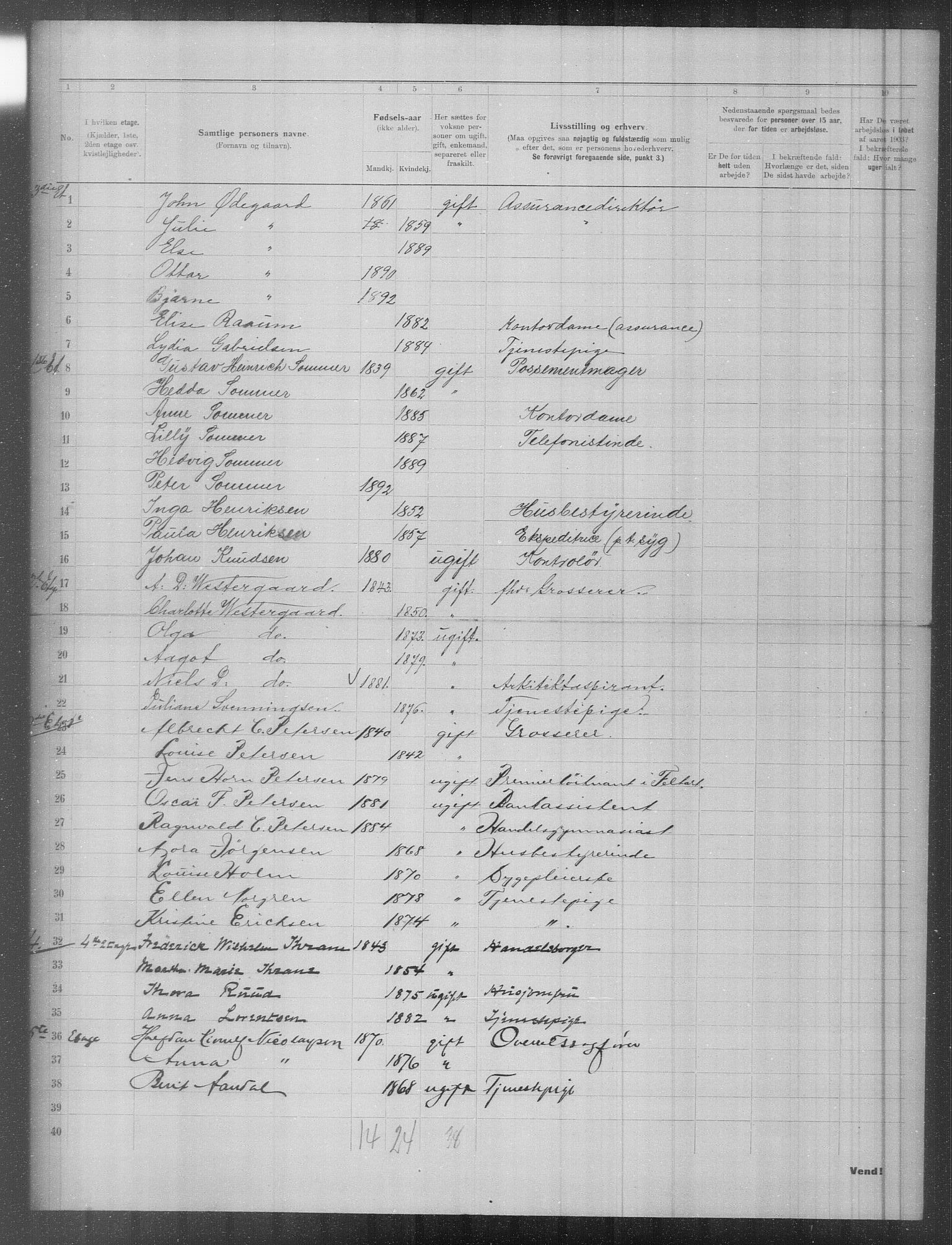 OBA, Municipal Census 1903 for Kristiania, 1903, p. 2178