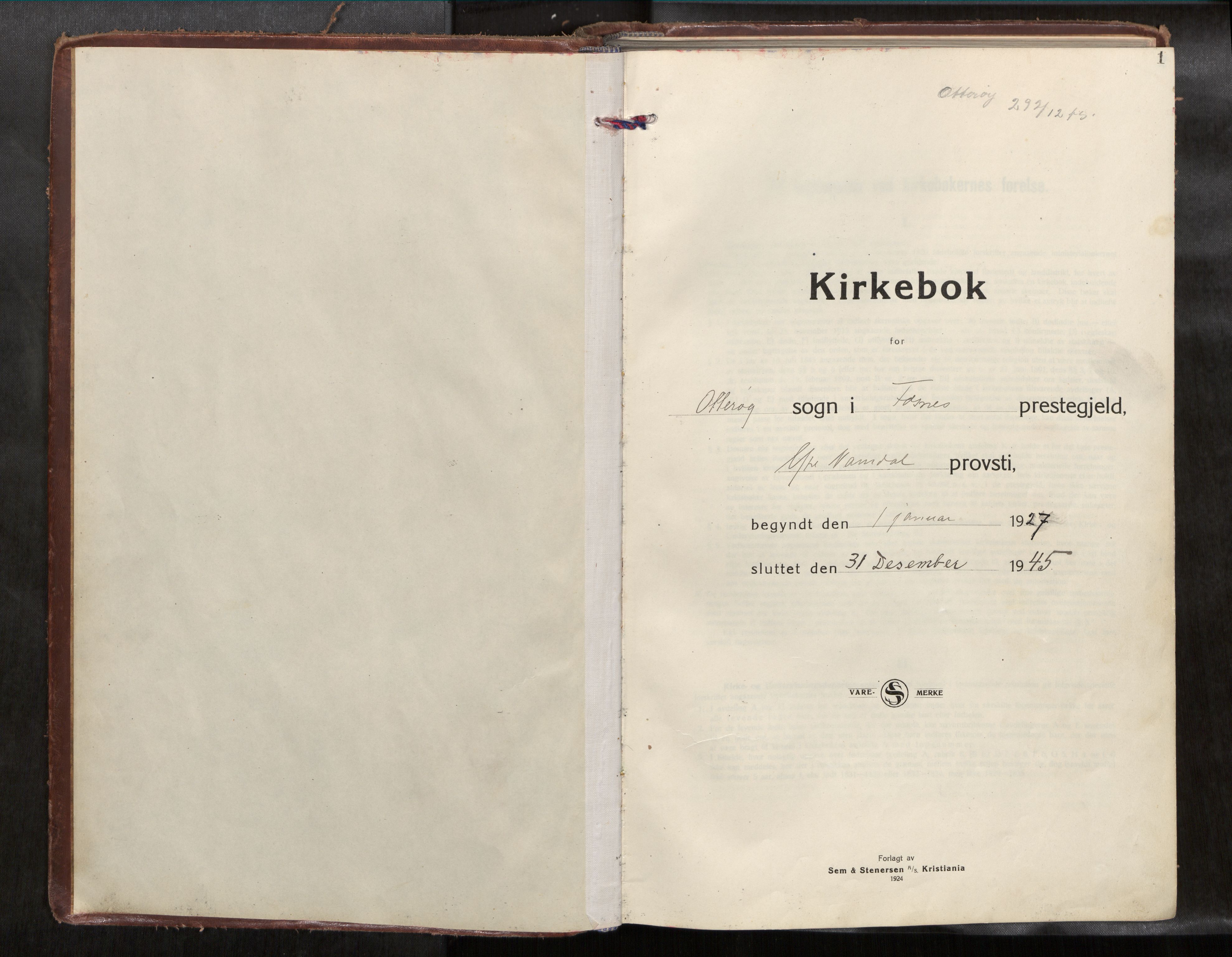 Ministerialprotokoller, klokkerbøker og fødselsregistre - Nord-Trøndelag, AV/SAT-A-1458/774/L0629a: Parish register (official) no. 774A04, 1927-1945, p. 1