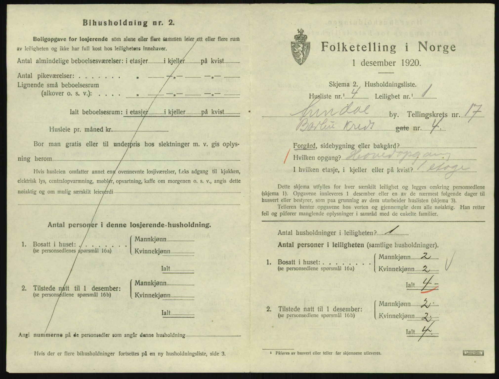 SAK, 1920 census for Arendal, 1920, p. 7636