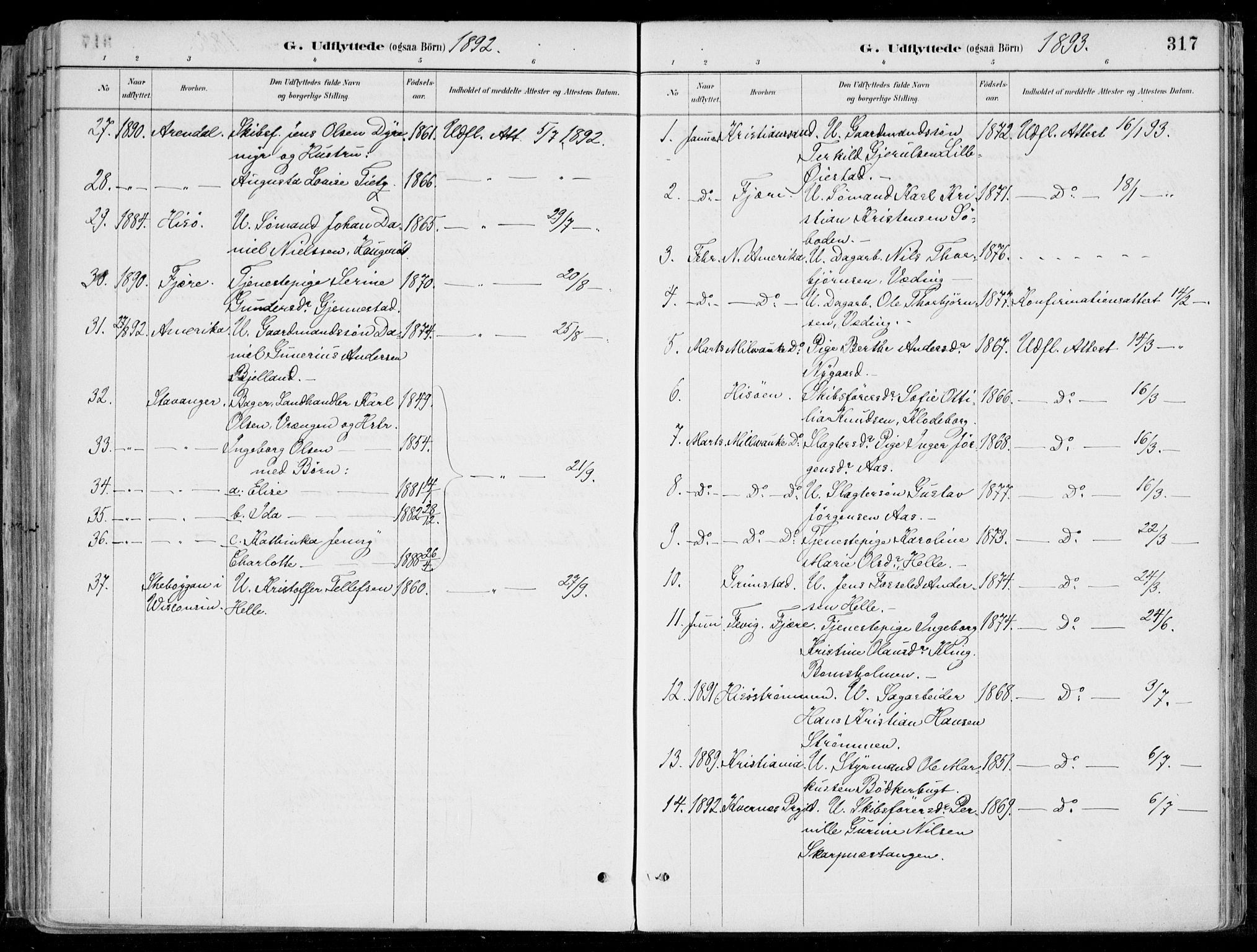 Øyestad sokneprestkontor, SAK/1111-0049/F/Fa/L0017: Parish register (official) no. A 17, 1887-1896, p. 317