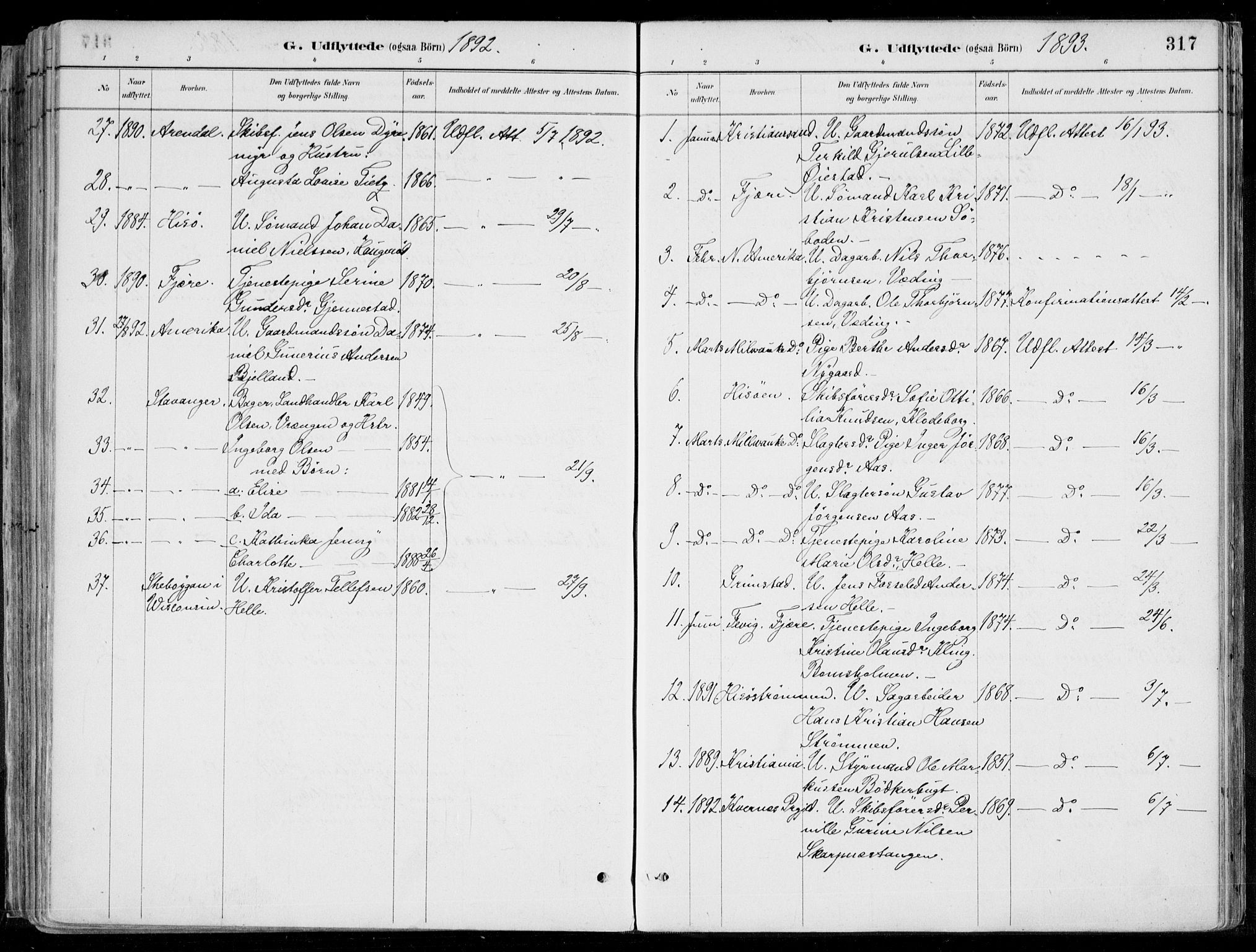 Øyestad sokneprestkontor, AV/SAK-1111-0049/F/Fa/L0017: Parish register (official) no. A 17, 1887-1896, p. 317