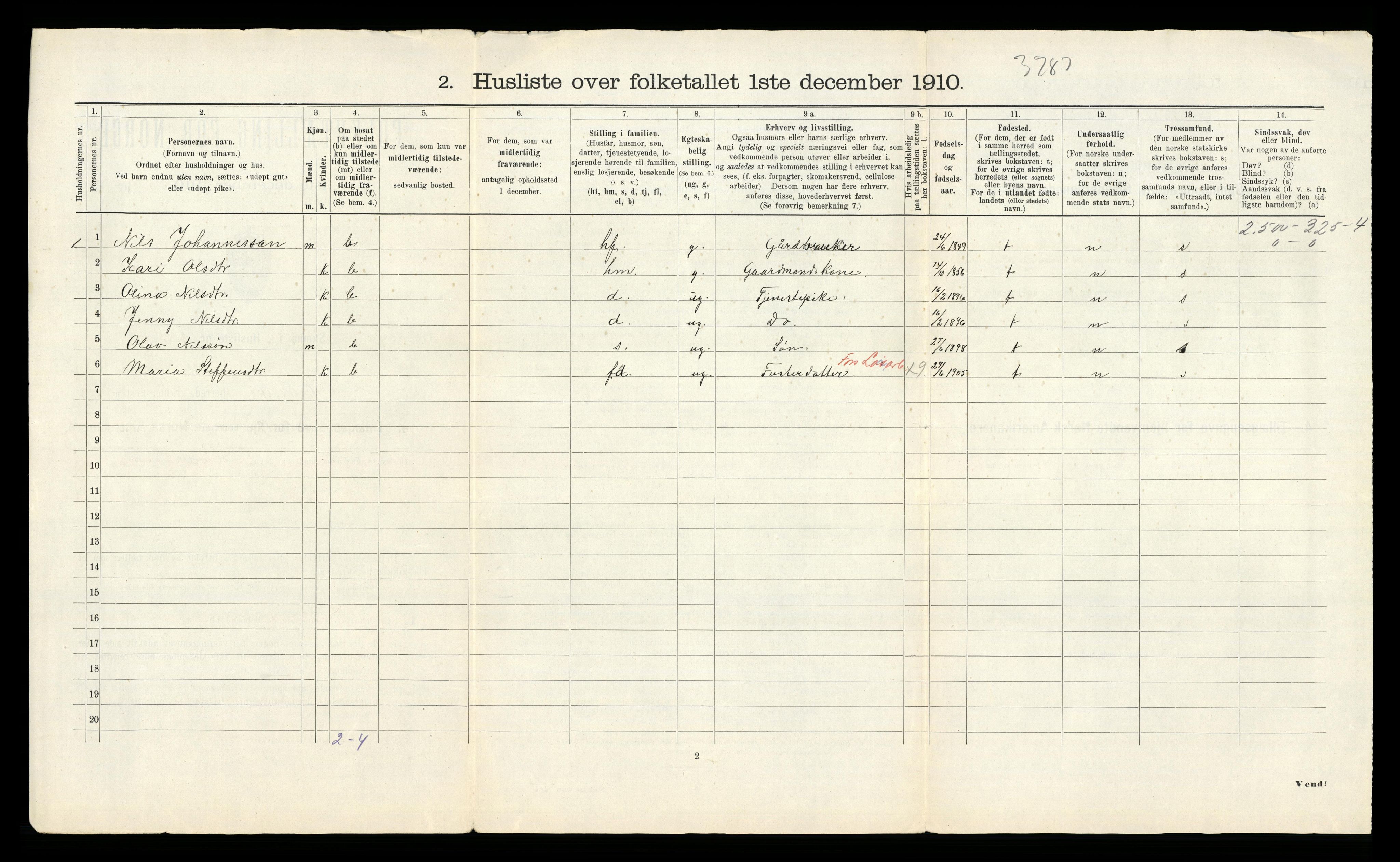 RA, 1910 census for Bruvik, 1910, p. 61