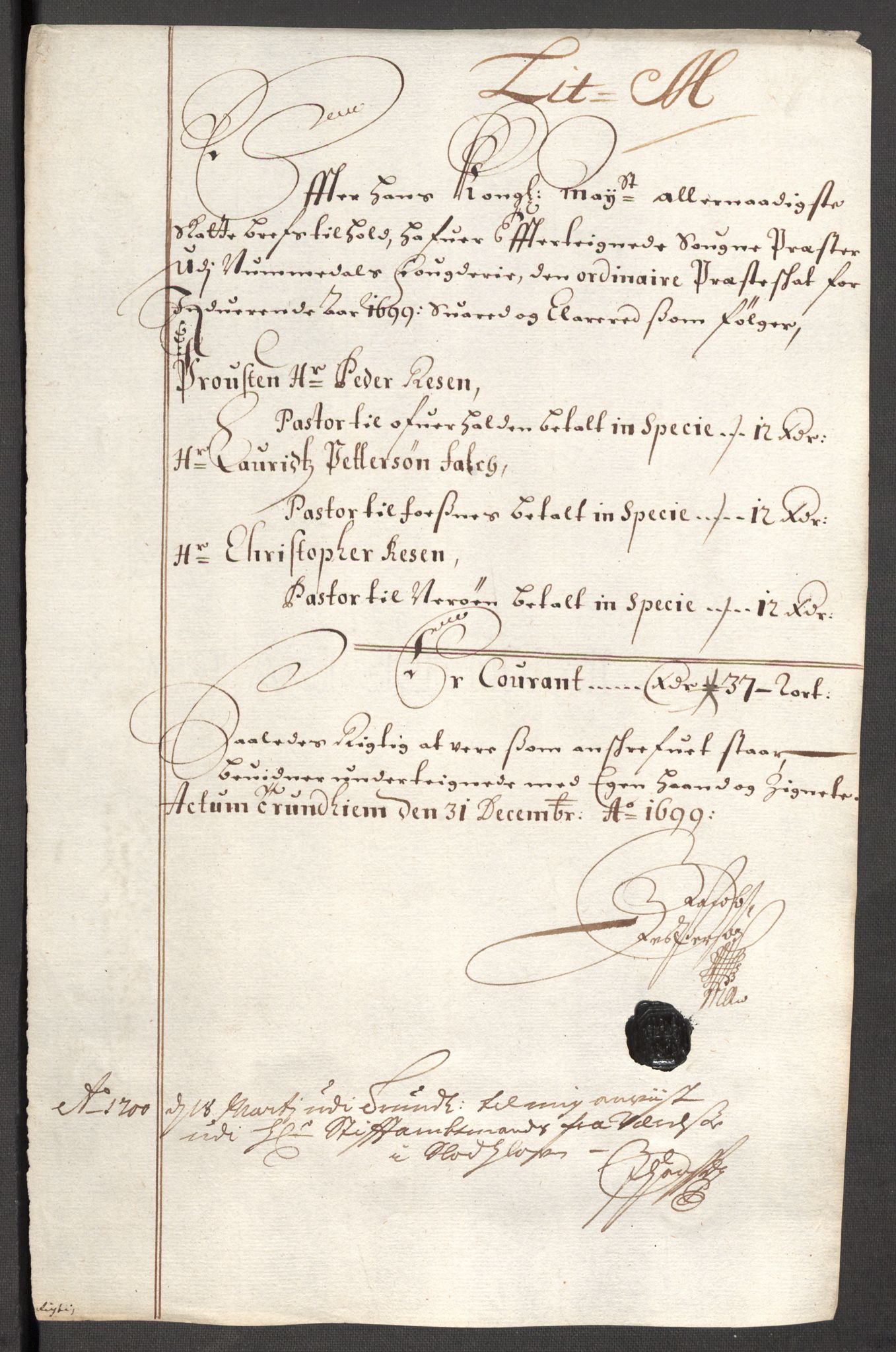 Rentekammeret inntil 1814, Reviderte regnskaper, Fogderegnskap, RA/EA-4092/R64/L4426: Fogderegnskap Namdal, 1699-1700, p. 155