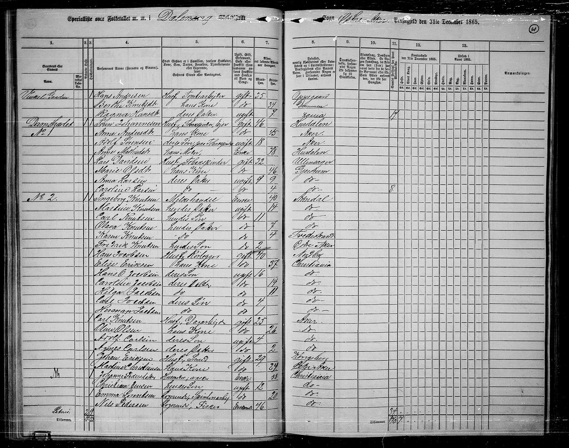 RA, 1865 census for Østre Aker, 1865, p. 58