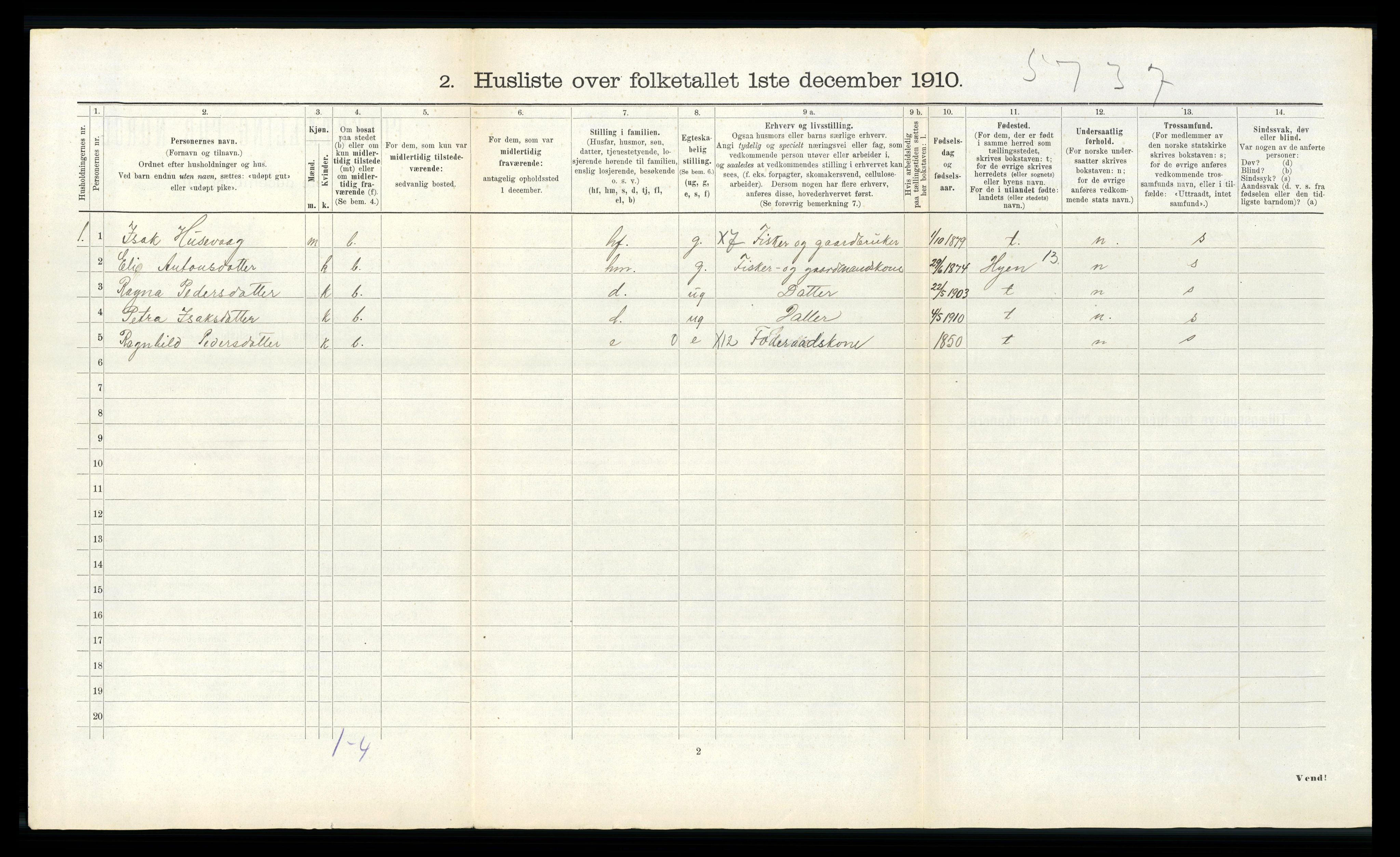 RA, 1910 census for Davik, 1910, p. 831