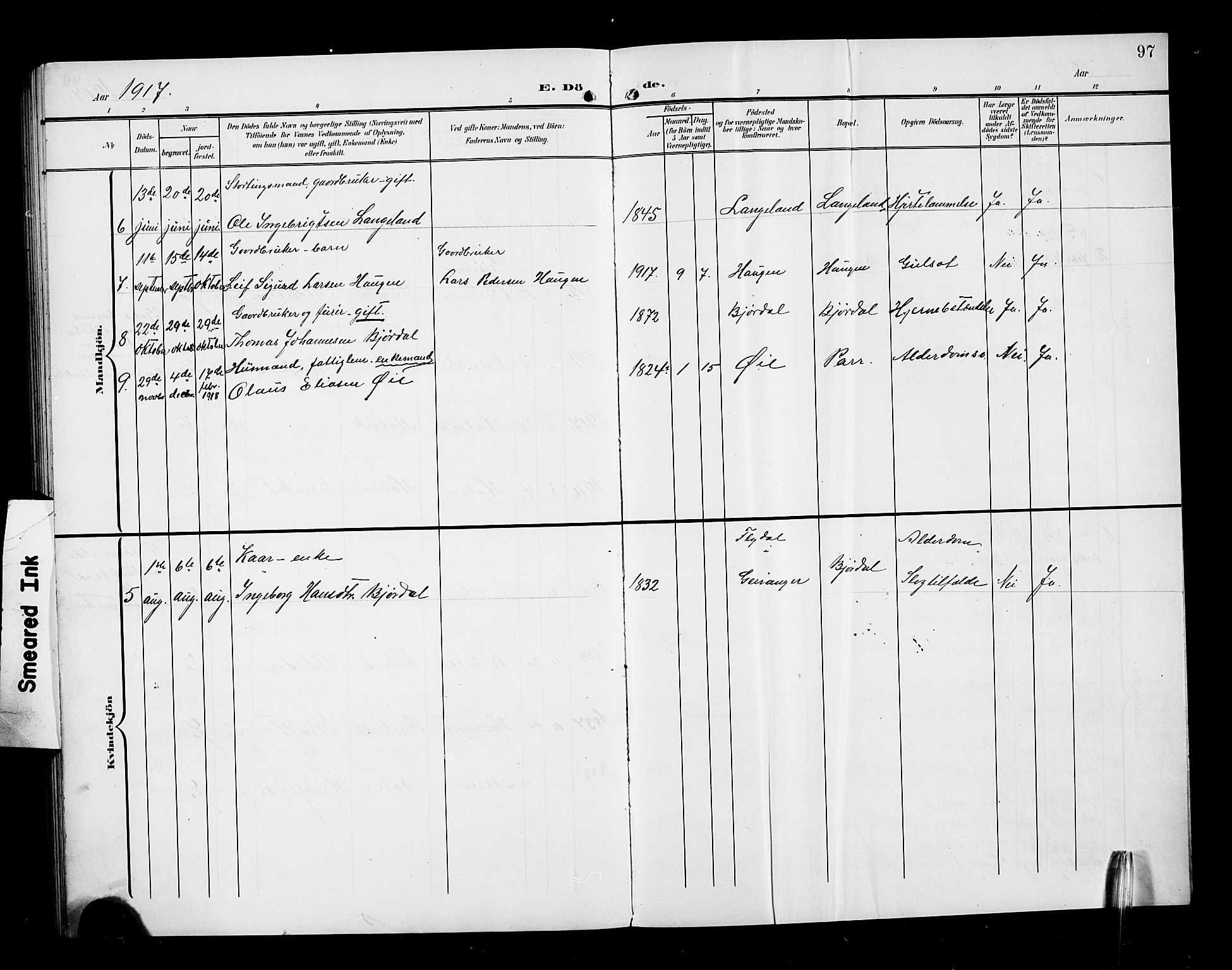 Ministerialprotokoller, klokkerbøker og fødselsregistre - Møre og Romsdal, AV/SAT-A-1454/517/L0231: Parish register (copy) no. 517C04, 1904-1918, p. 97