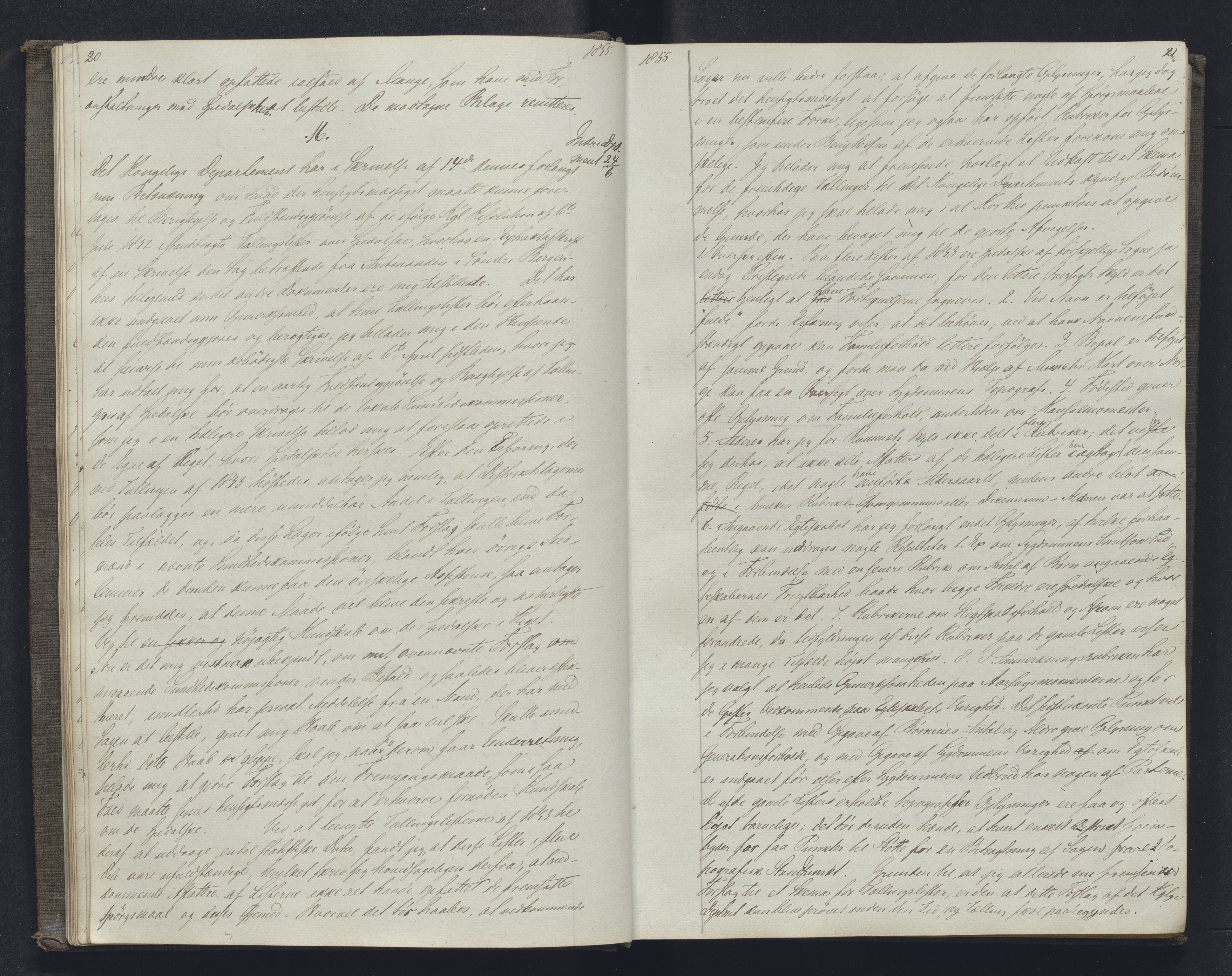Lepraarkiver - Overlegen for den spedalske sykdom, AV/SAB-A-61001/B.b/L0001: Kopibok, 1854-1858, p. 20-21