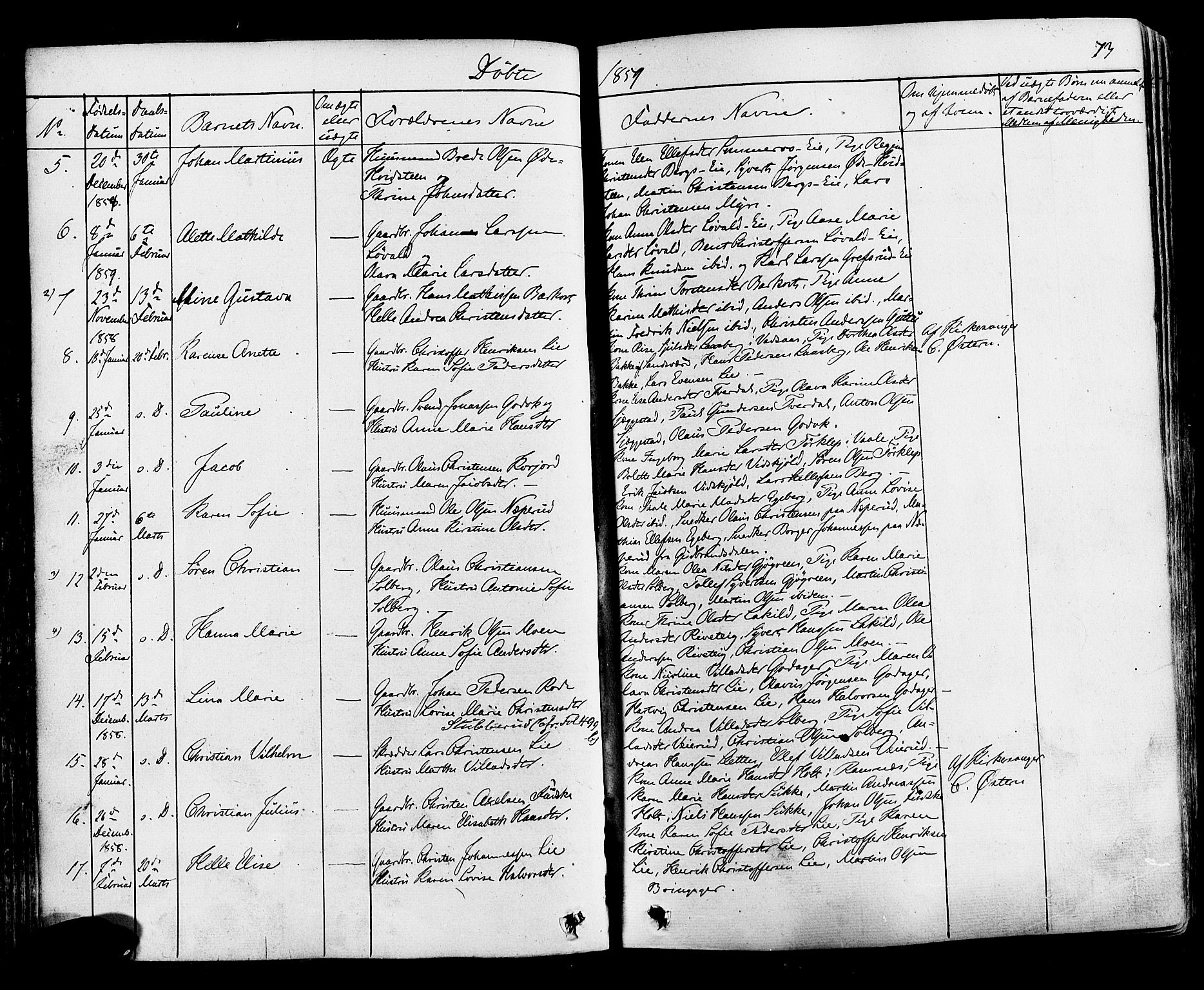 Botne kirkebøker, AV/SAKO-A-340/F/Fa/L0006: Parish register (official) no. I 6, 1836-1877, p. 73