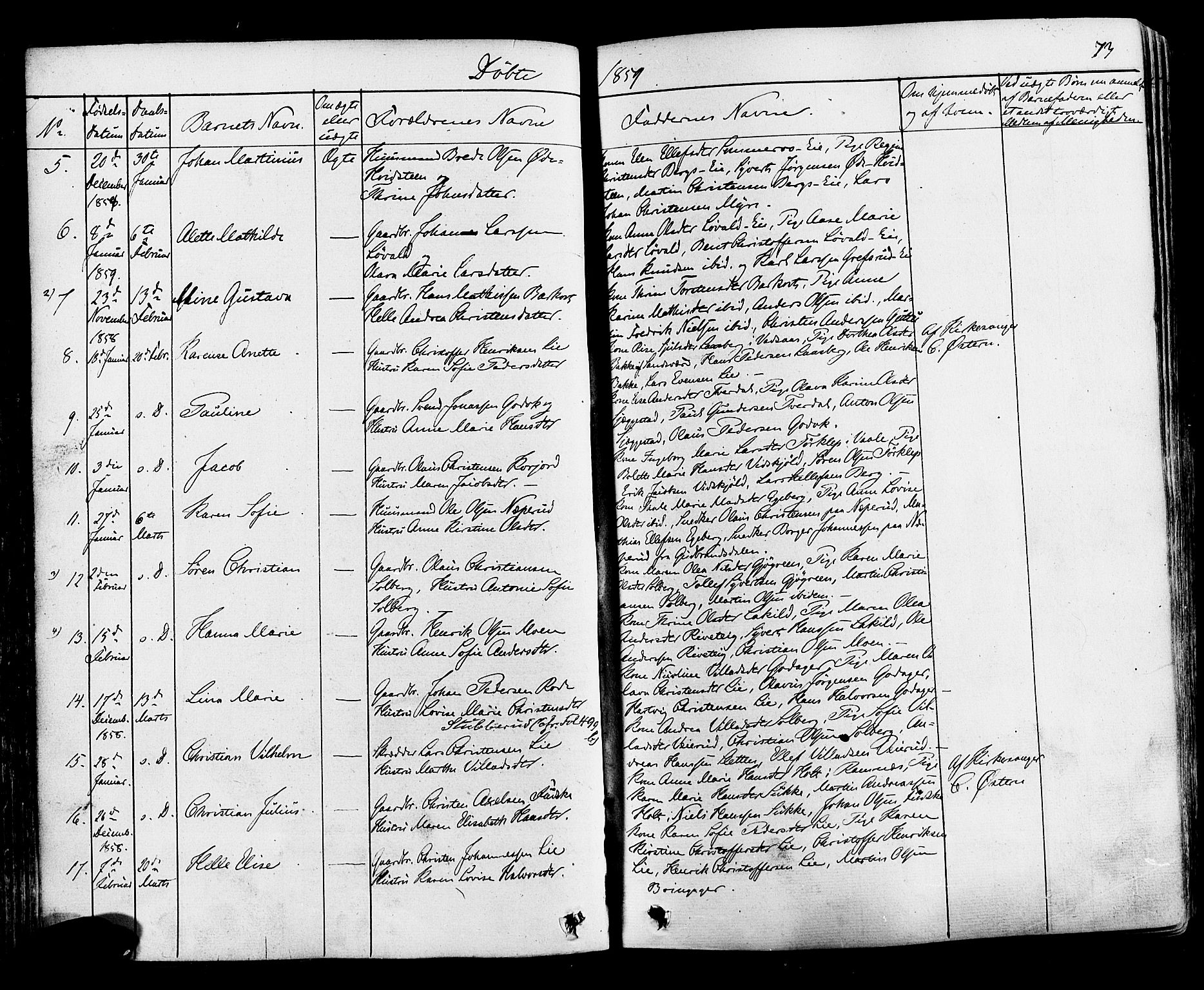 Botne kirkebøker, AV/SAKO-A-340/F/Fa/L0006: Parish register (official) no. I 6, 1836-1877, p. 73