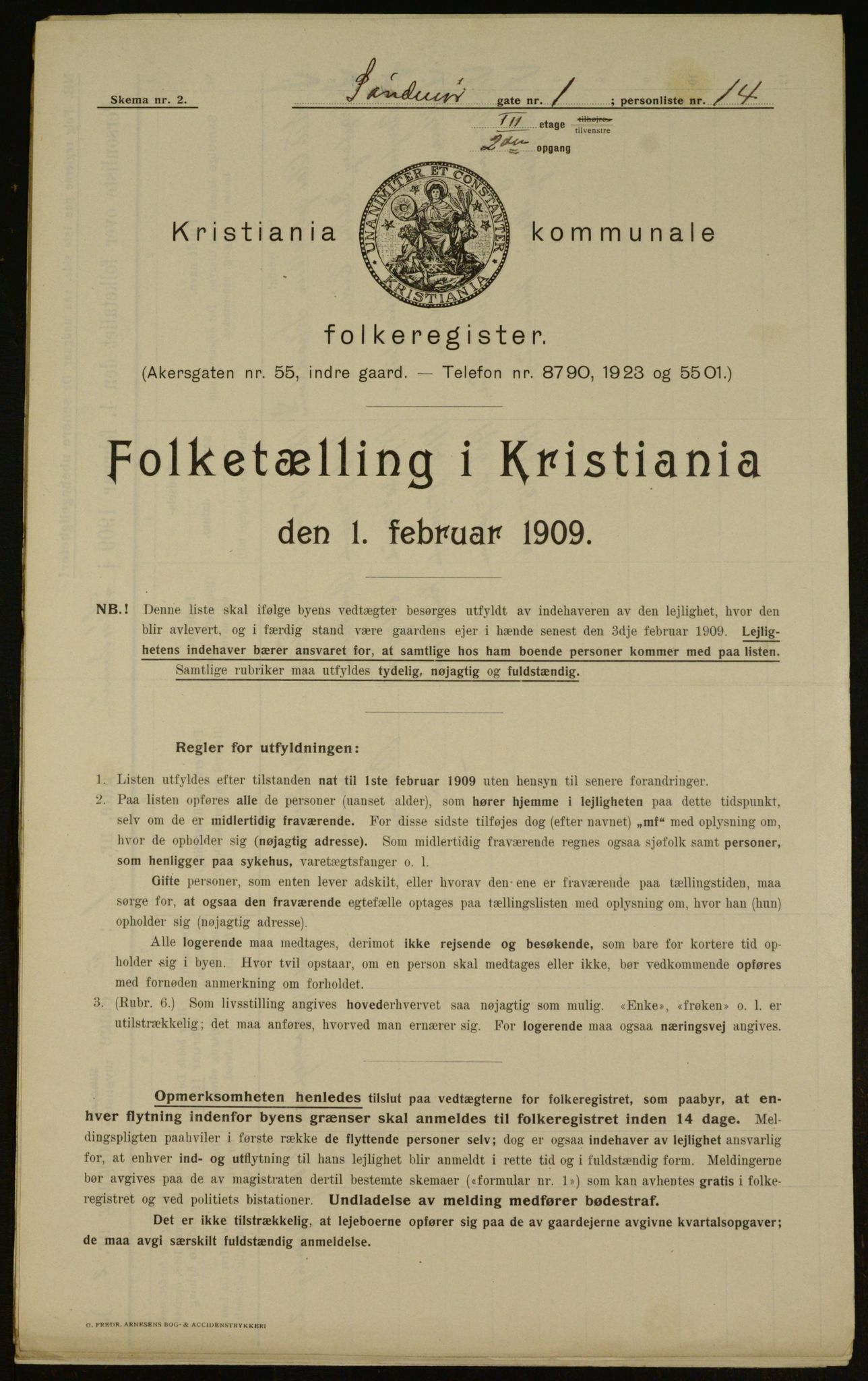 OBA, Municipal Census 1909 for Kristiania, 1909, p. 94710