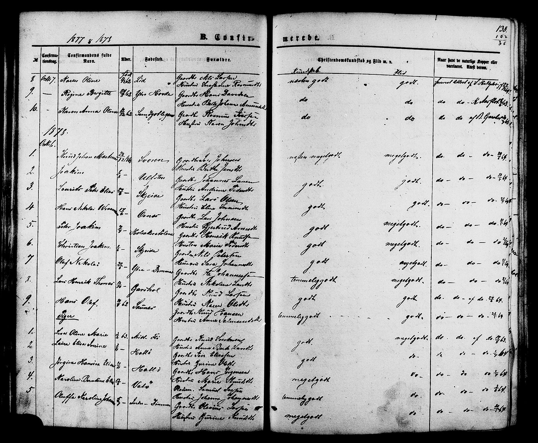 Ministerialprotokoller, klokkerbøker og fødselsregistre - Møre og Romsdal, AV/SAT-A-1454/509/L0105: Parish register (official) no. 509A03, 1848-1882, p. 138