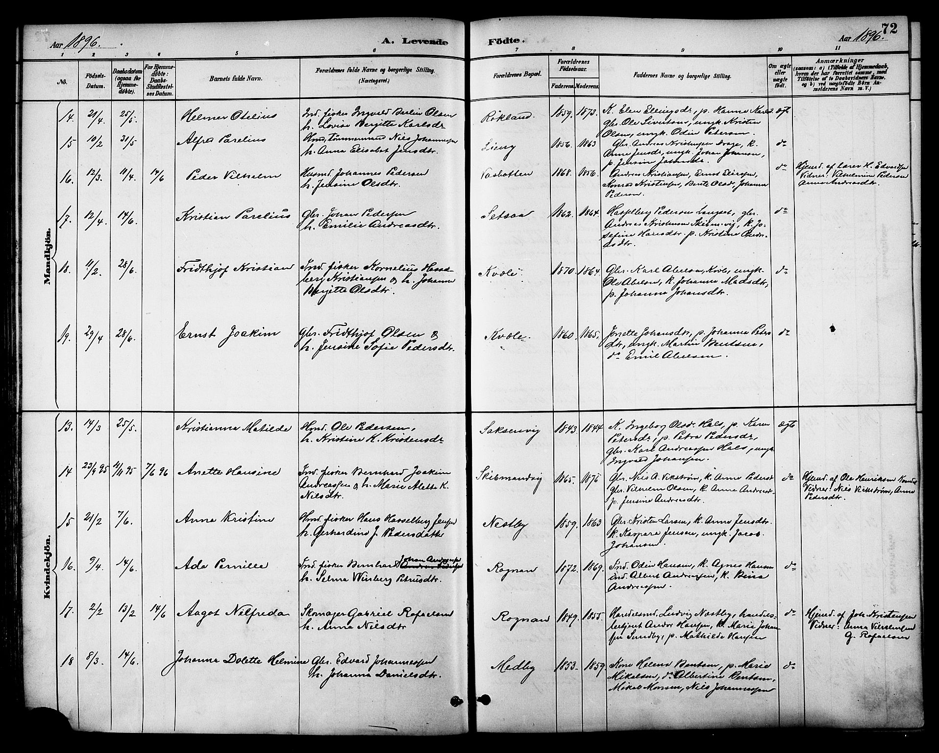 Ministerialprotokoller, klokkerbøker og fødselsregistre - Nordland, AV/SAT-A-1459/847/L0669: Parish register (official) no. 847A09, 1887-1901, p. 72