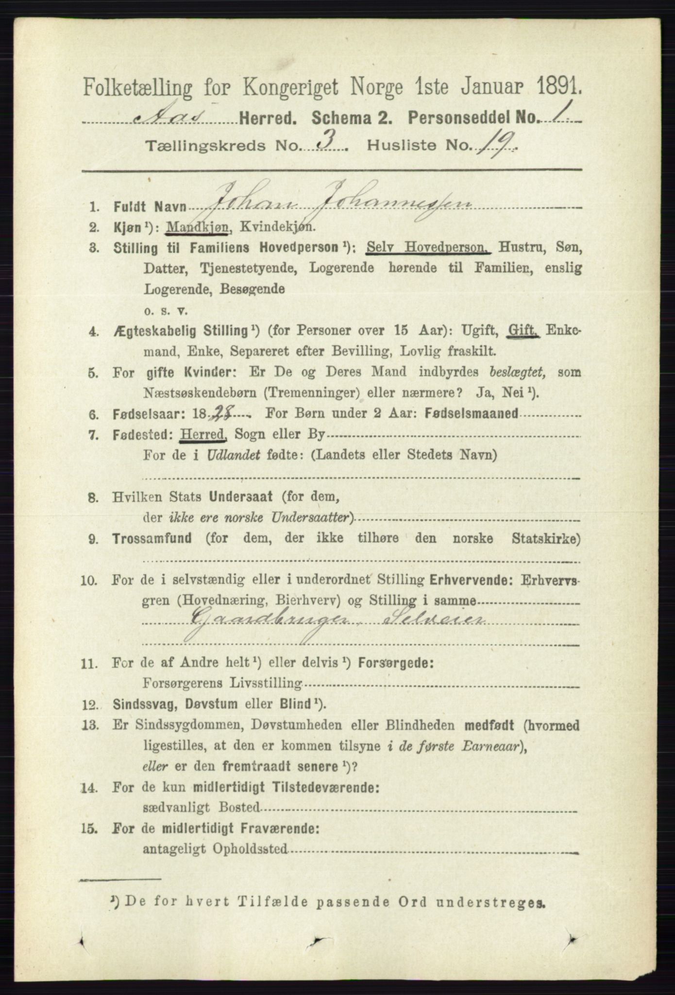 RA, 1891 census for 0214 Ås, 1891, p. 2251