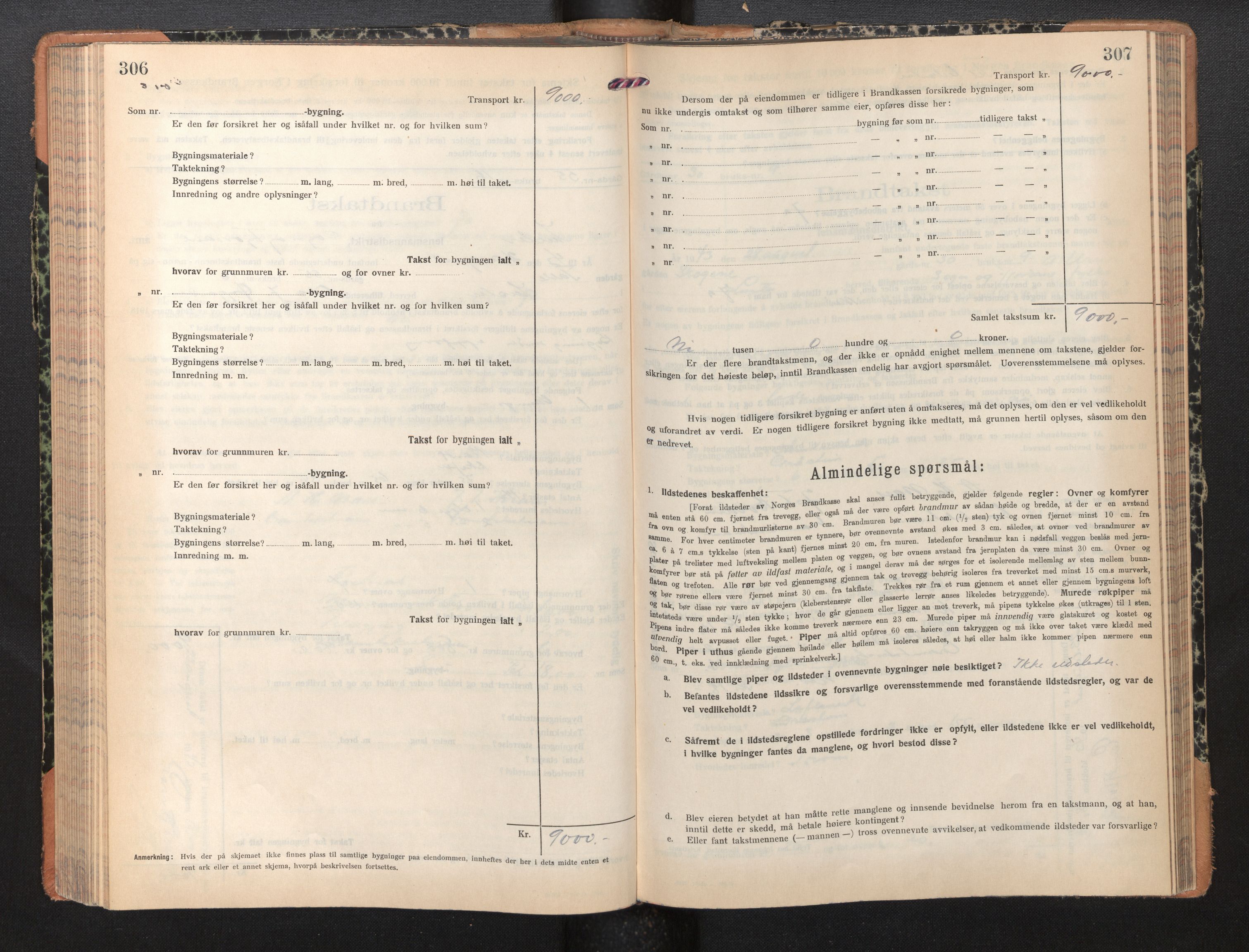 Lensmannen i Luster, AV/SAB-A-29301/0012/L0008: Branntakstprotokoll, skjematakst, 1935-1949, p. 306-307
