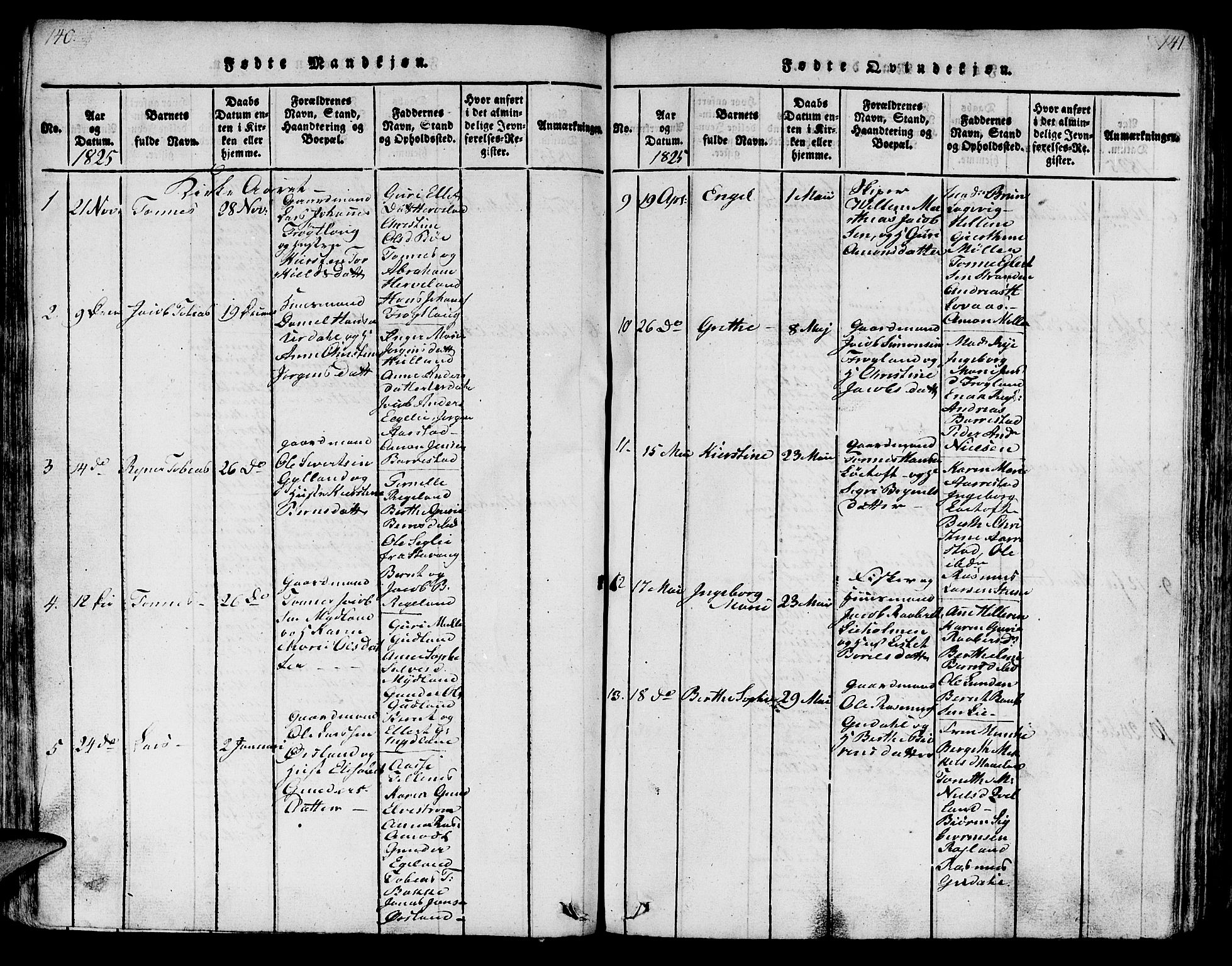 Sokndal sokneprestkontor, SAST/A-101808: Parish register (copy) no. B 1, 1815-1848, p. 140-141