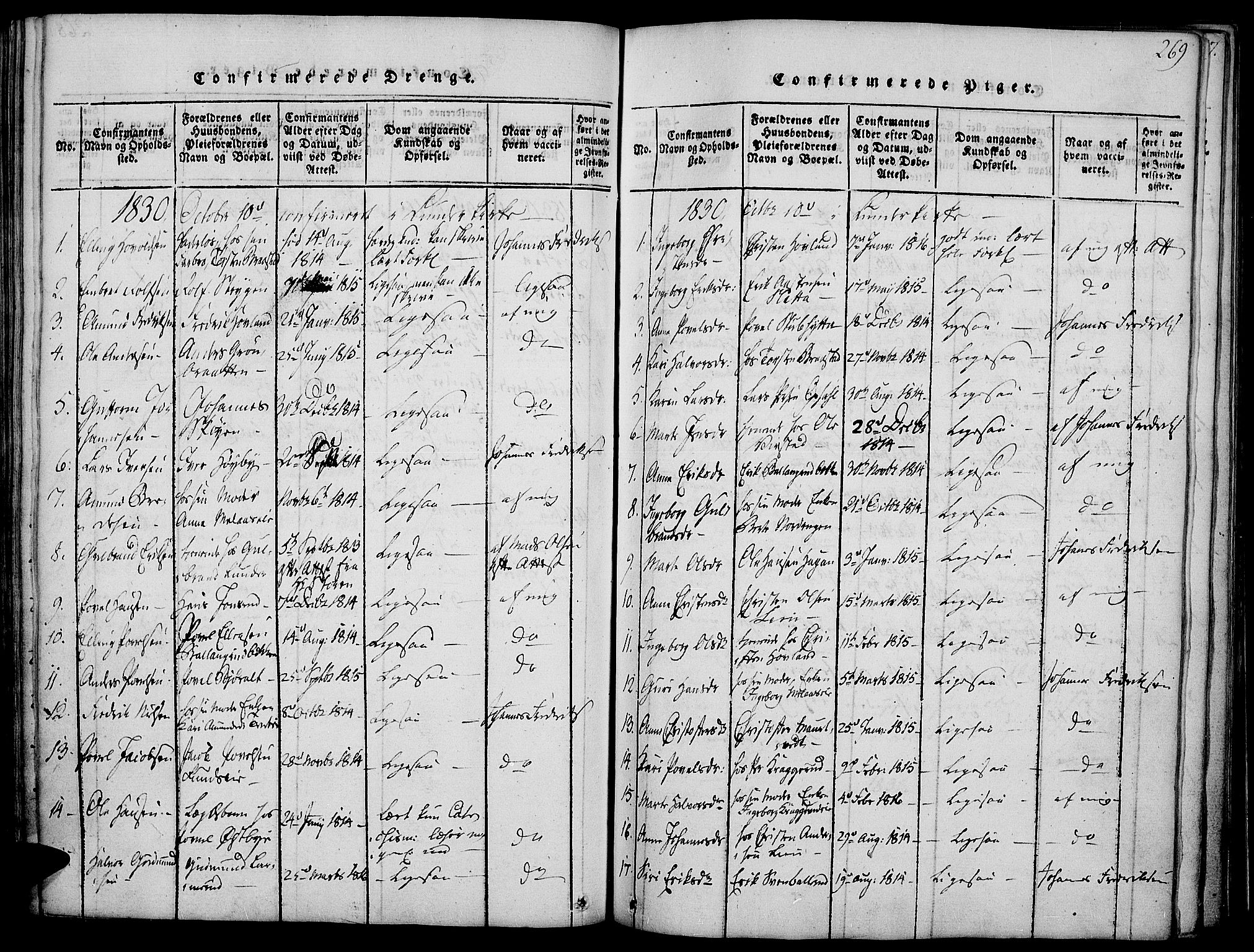 Jevnaker prestekontor, AV/SAH-PREST-116/H/Ha/Haa/L0005: Parish register (official) no. 5, 1815-1837, p. 269