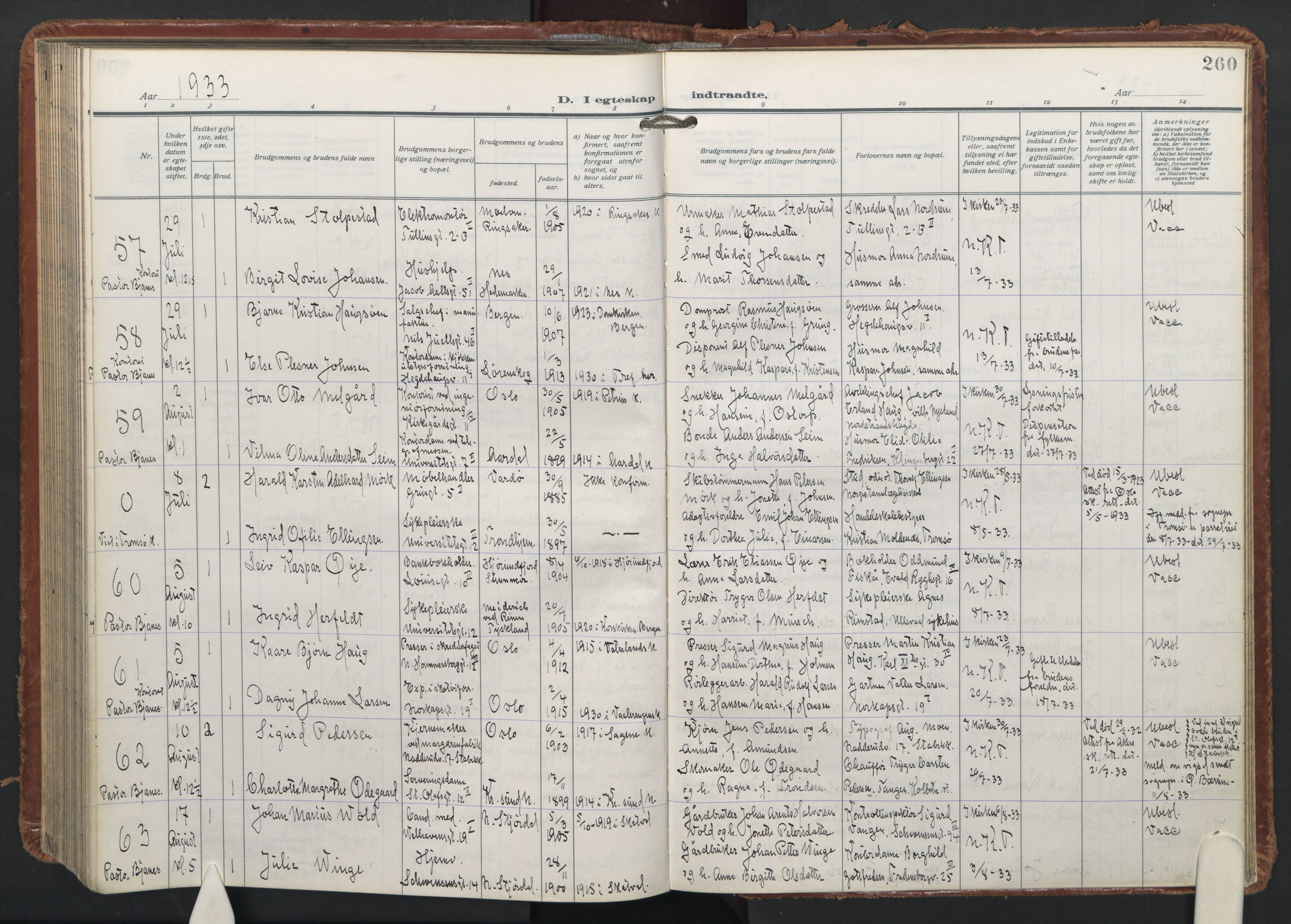 Trefoldighet prestekontor Kirkebøker, AV/SAO-A-10882/F/Fc/L0009: Parish register (official) no. III 9, 1922-1936, p. 260