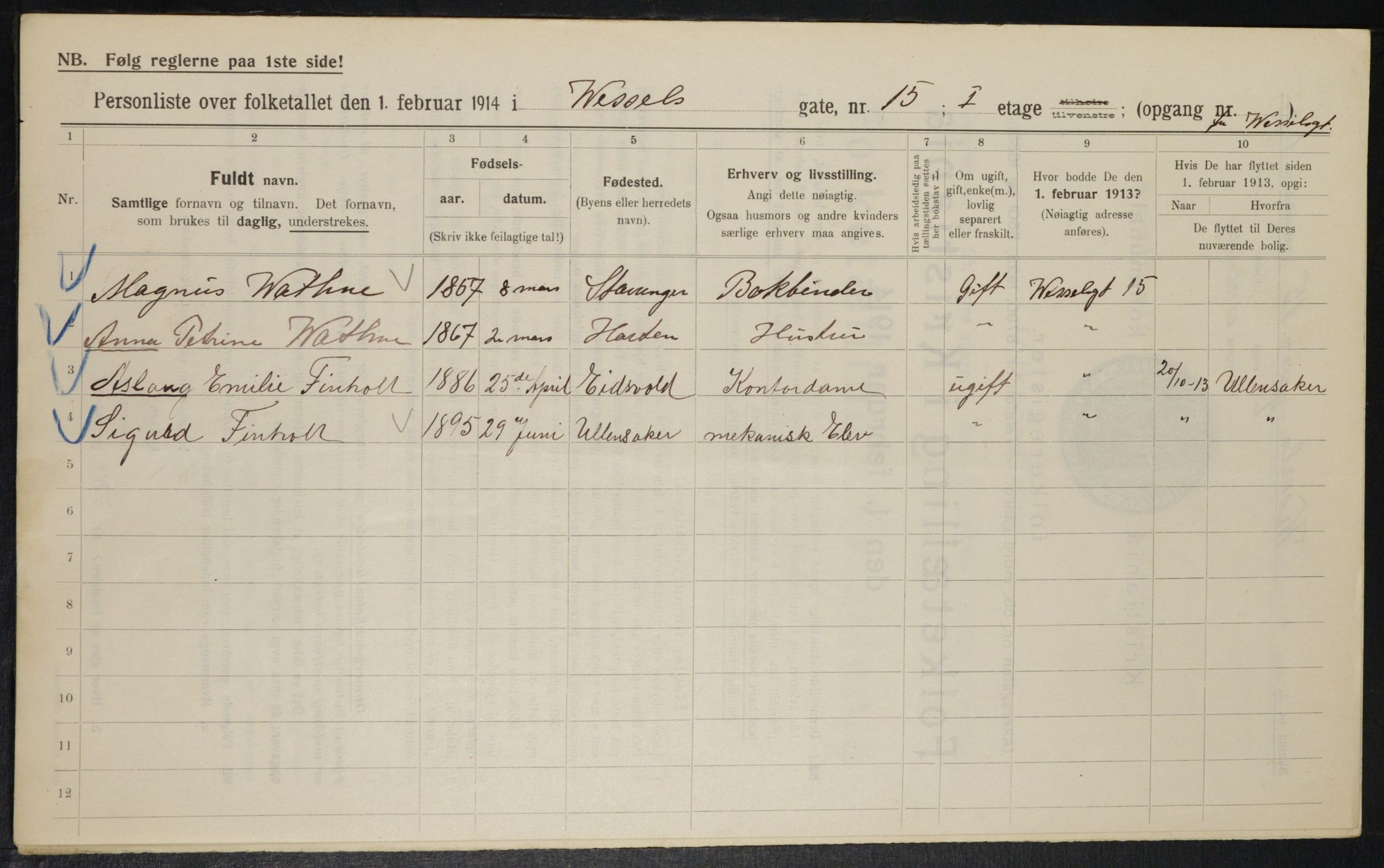 OBA, Municipal Census 1914 for Kristiania, 1914, p. 129184