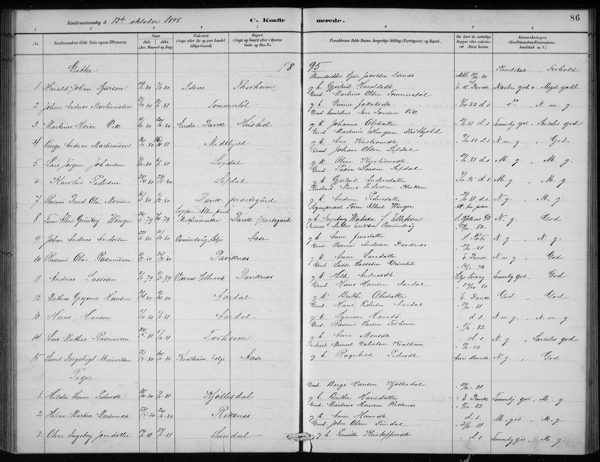 Davik sokneprestembete, AV/SAB-A-79701/H/Hab/Haba/L0002: Parish register (copy) no. A 2, 1890-1911, p. 86