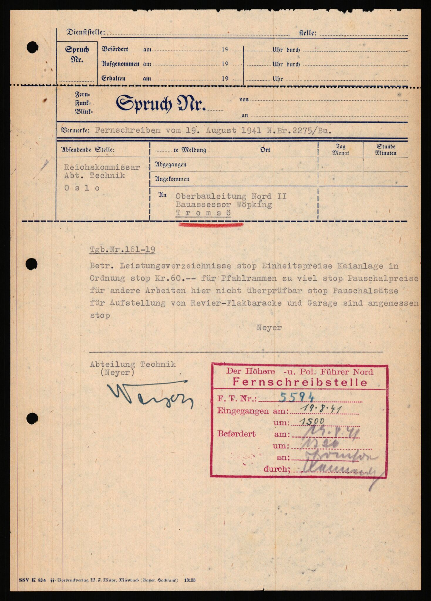 Tyske arkiver, Organisation Todt (OT), Einsatzgruppe Wiking, AV/RA-RAFA-2188/2/B/Bb/L0006: Korrespondanse med Kriegsmarine, 1940-1941, p. 533