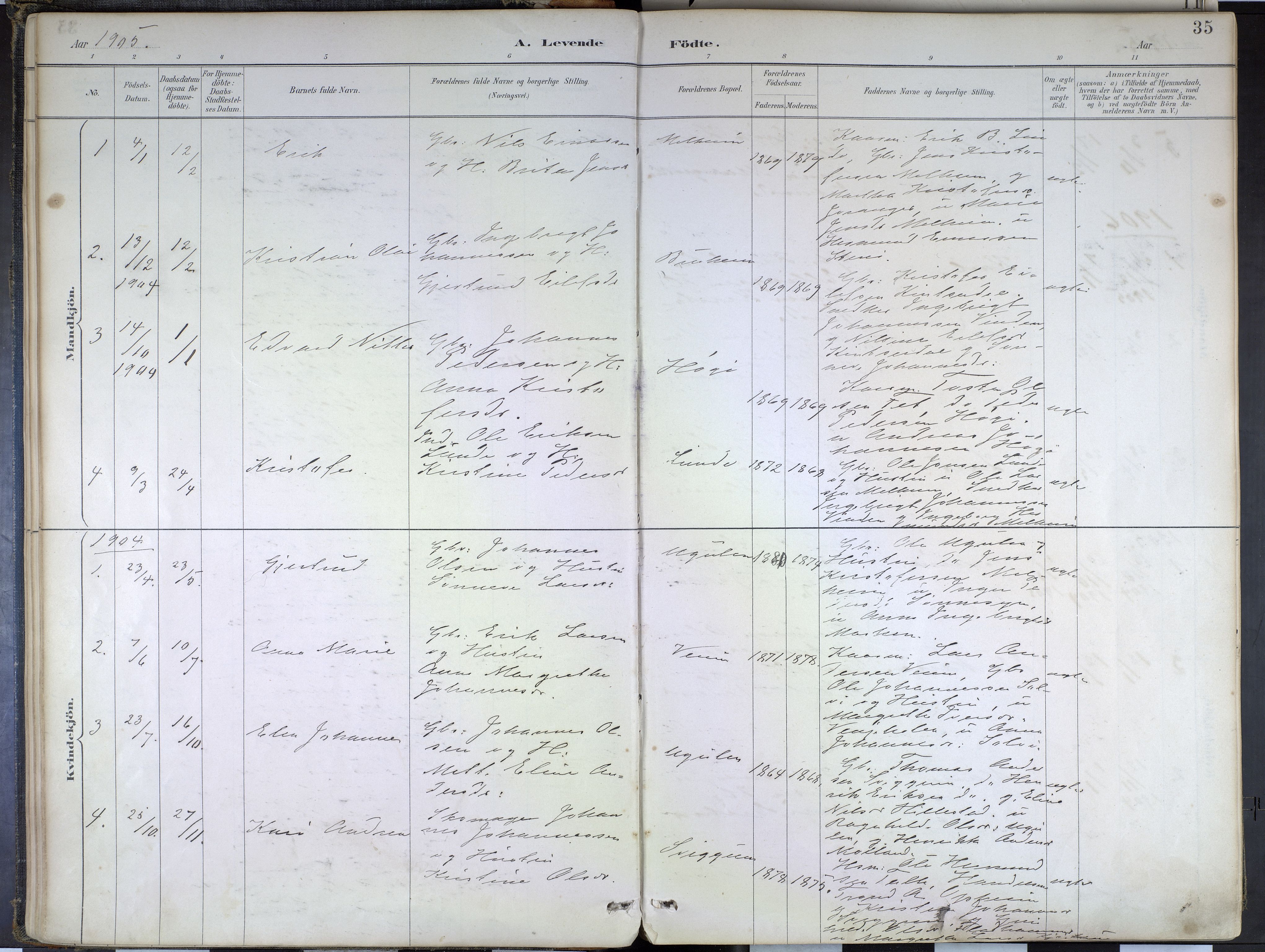 Hafslo sokneprestembete, SAB/A-80301/H/Haa/Haad/L0001: Parish register (official) no. D 1, 1886-1934, p. 35