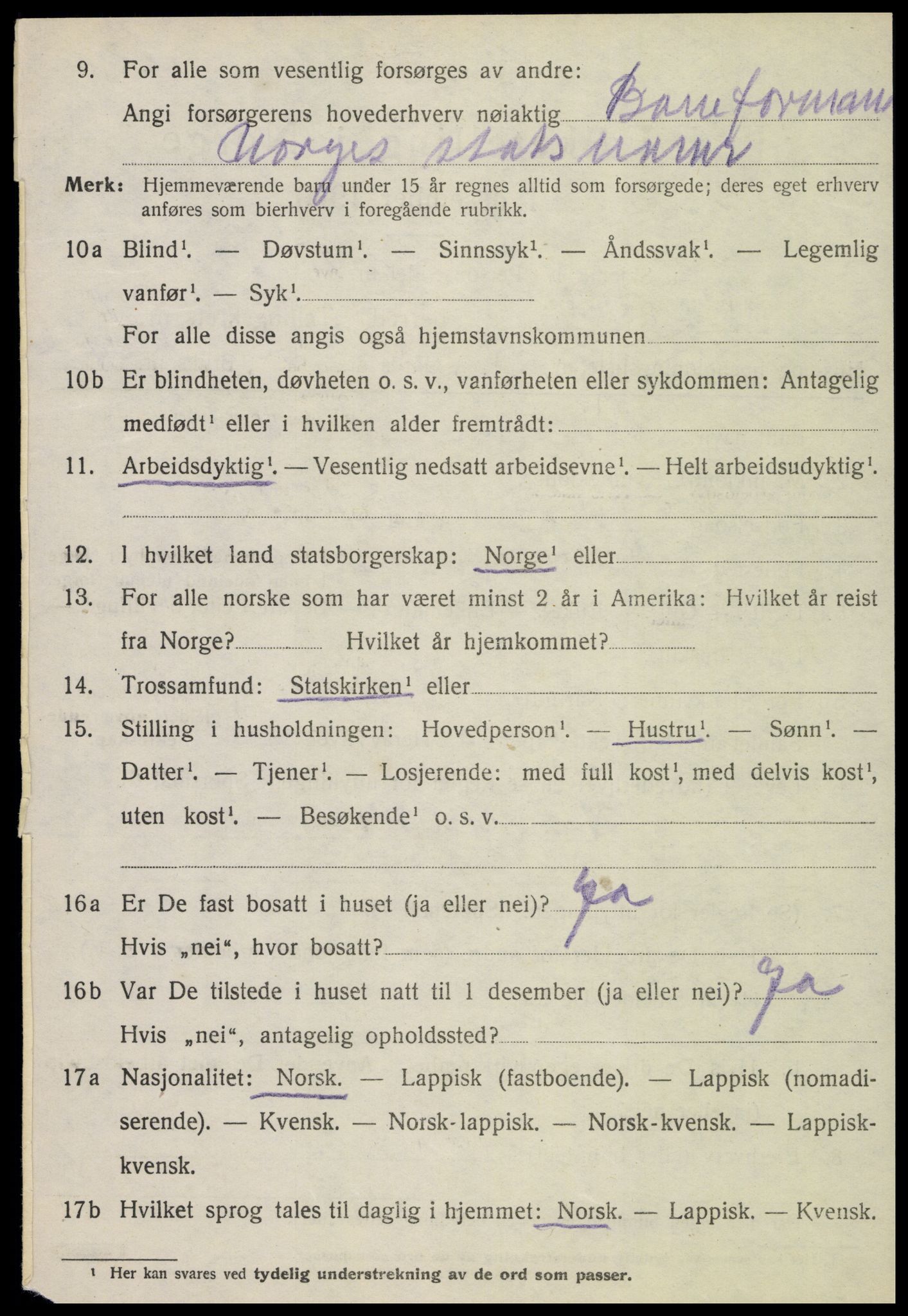 SAT, 1920 census for Verdal, 1920, p. 2372