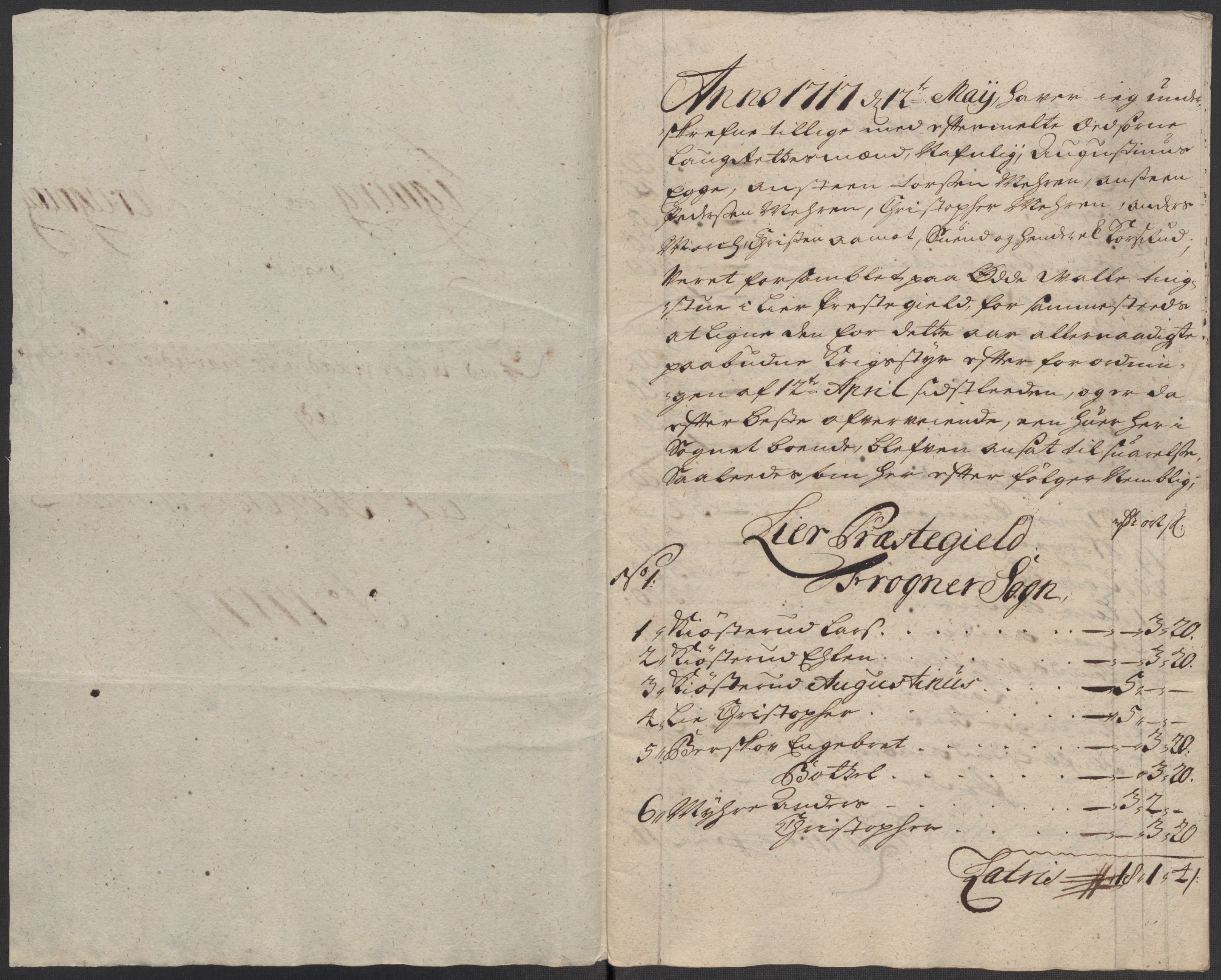 Rentekammeret inntil 1814, Reviderte regnskaper, Fogderegnskap, AV/RA-EA-4092/R31/L1711: Fogderegnskap Hurum, Røyken, Eiker, Lier og Buskerud, 1717, p. 190