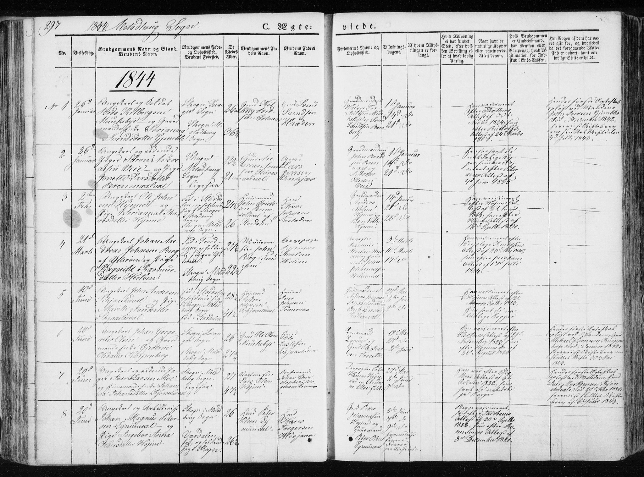 Ministerialprotokoller, klokkerbøker og fødselsregistre - Nord-Trøndelag, SAT/A-1458/717/L0154: Parish register (official) no. 717A06 /1, 1836-1849, p. 297