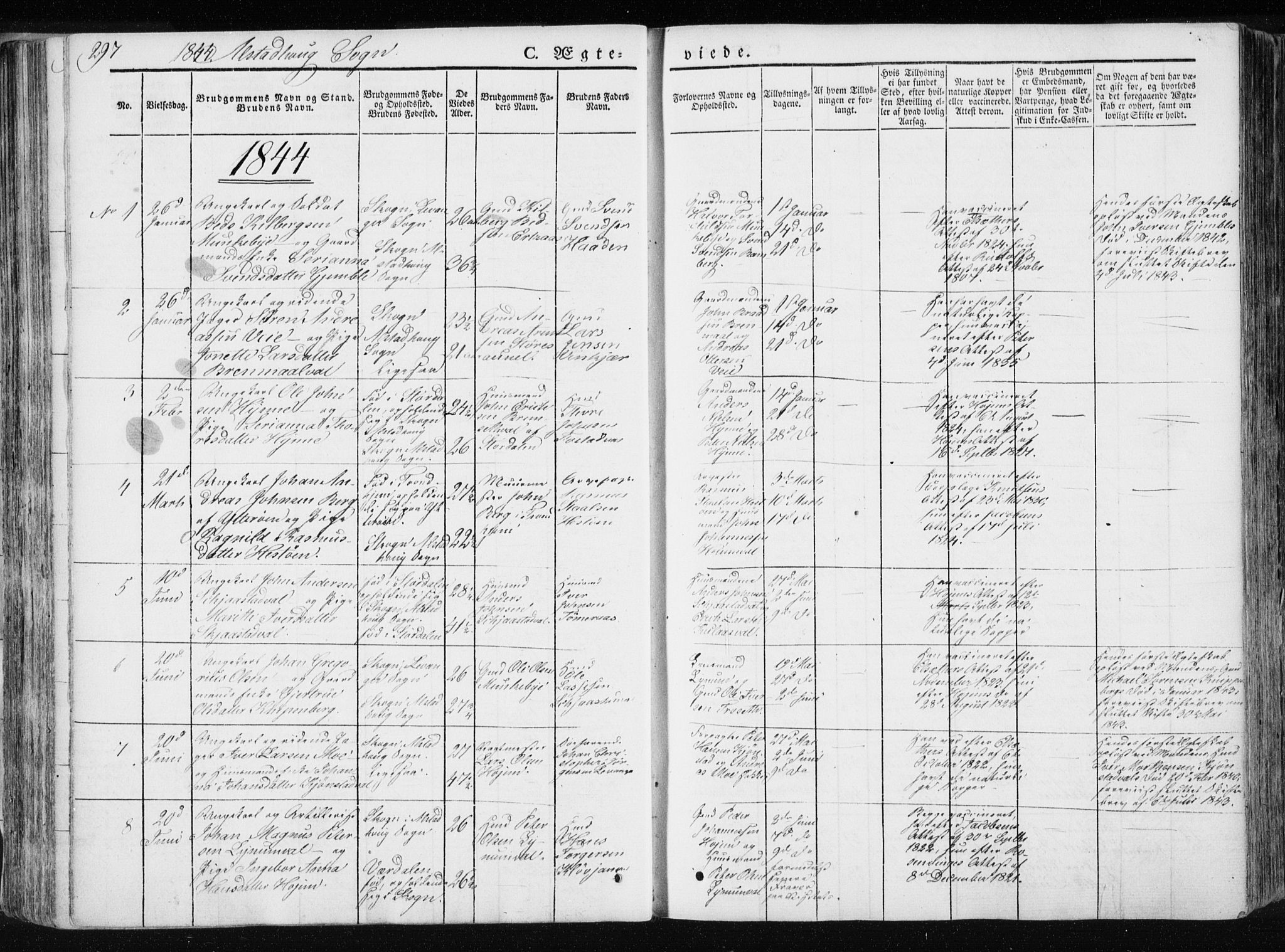 Ministerialprotokoller, klokkerbøker og fødselsregistre - Nord-Trøndelag, AV/SAT-A-1458/717/L0154: Parish register (official) no. 717A06 /1, 1836-1849, p. 297