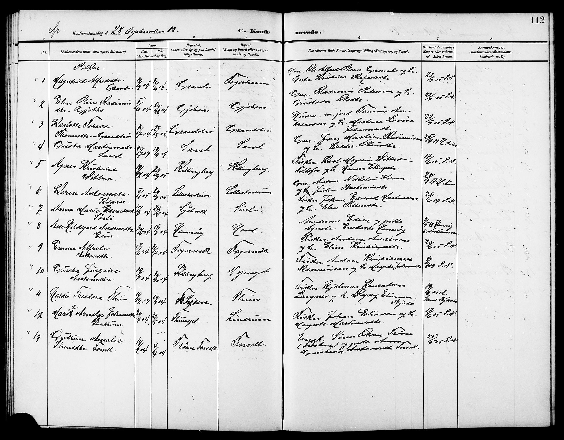 Ministerialprotokoller, klokkerbøker og fødselsregistre - Nord-Trøndelag, SAT/A-1458/744/L0424: Parish register (copy) no. 744C03, 1906-1923, p. 112