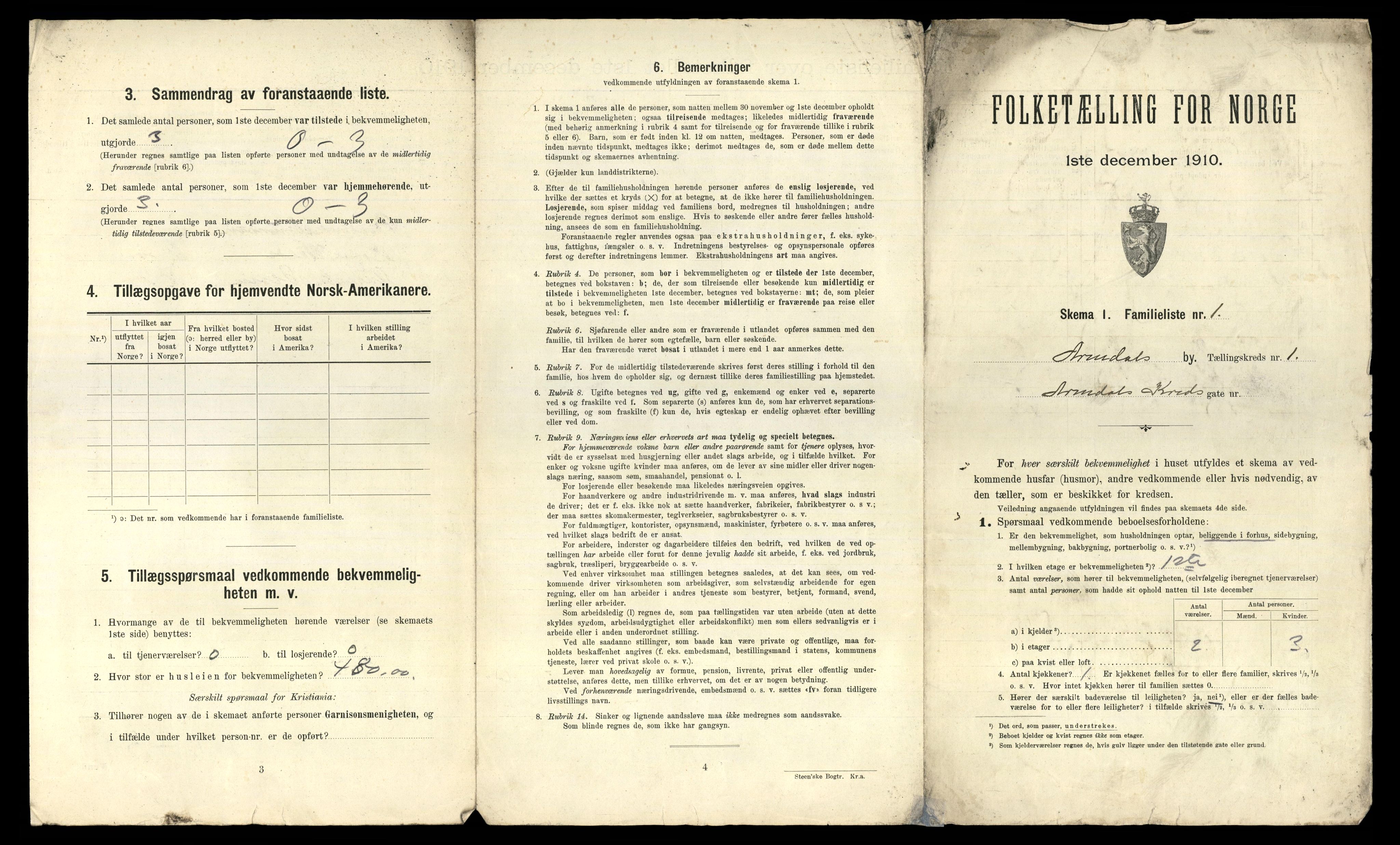 RA, 1910 census for Arendal, 1910, p. 81