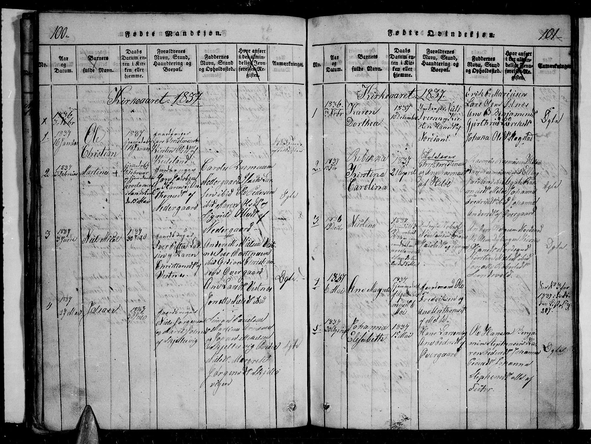 Trondenes sokneprestkontor, SATØ/S-1319/H/Hb/L0004klokker: Parish register (copy) no. 4, 1821-1839, p. 100-101