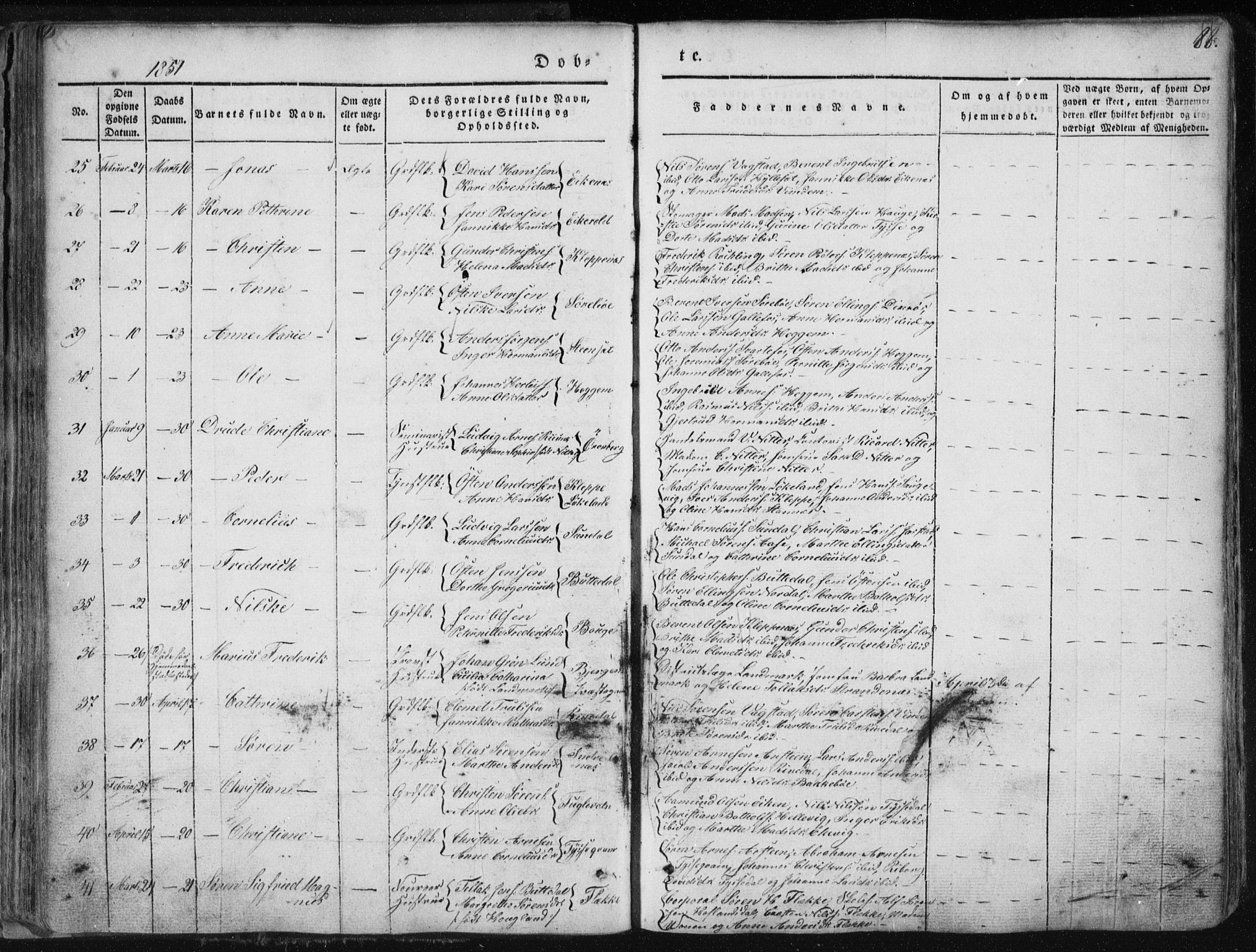 Fjaler sokneprestembete, SAB/A-79801/H/Haa/Haaa/L0006: Parish register (official) no. A 6, 1835-1884, p. 88