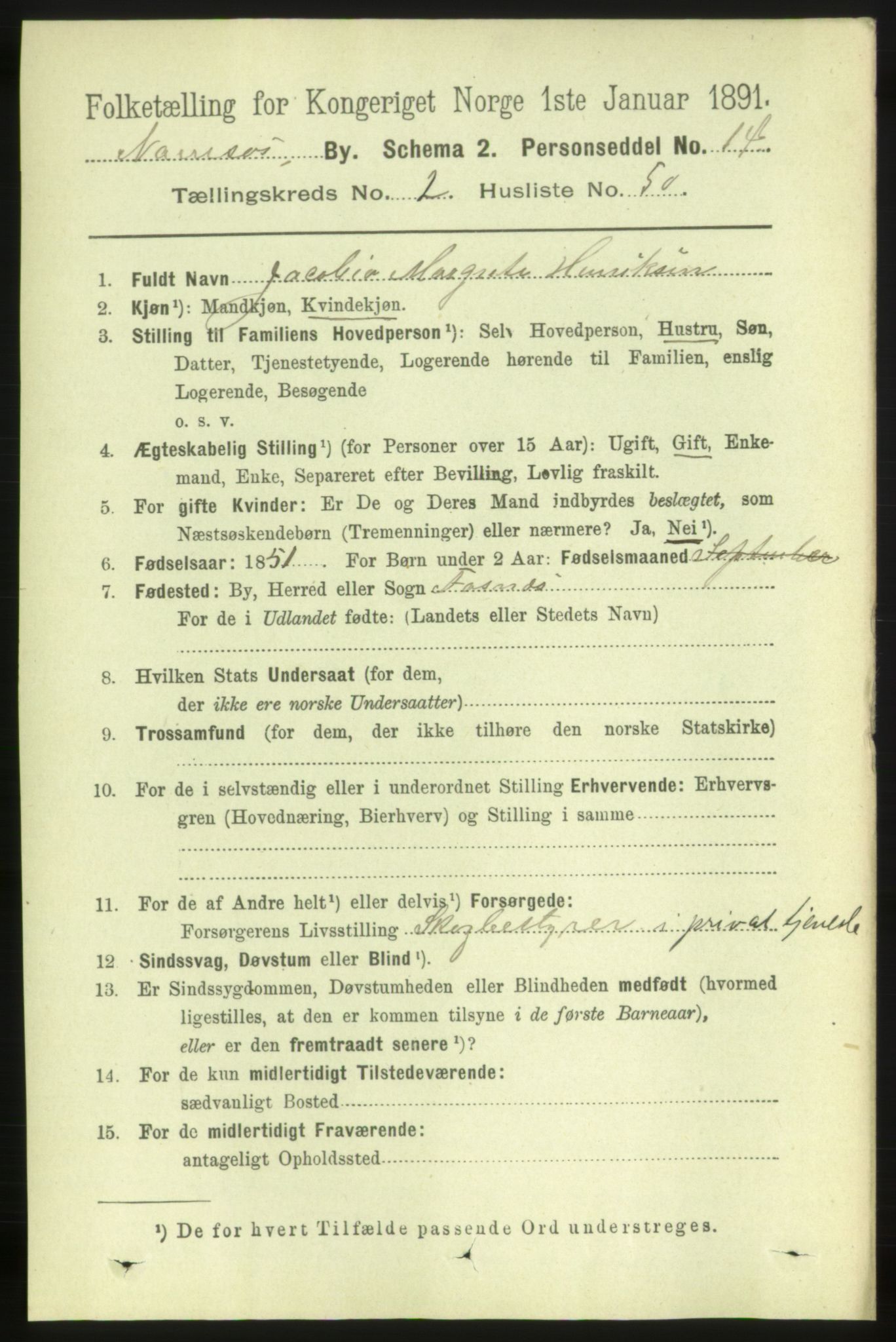 RA, 1891 census for 1703 Namsos, 1891, p. 1085