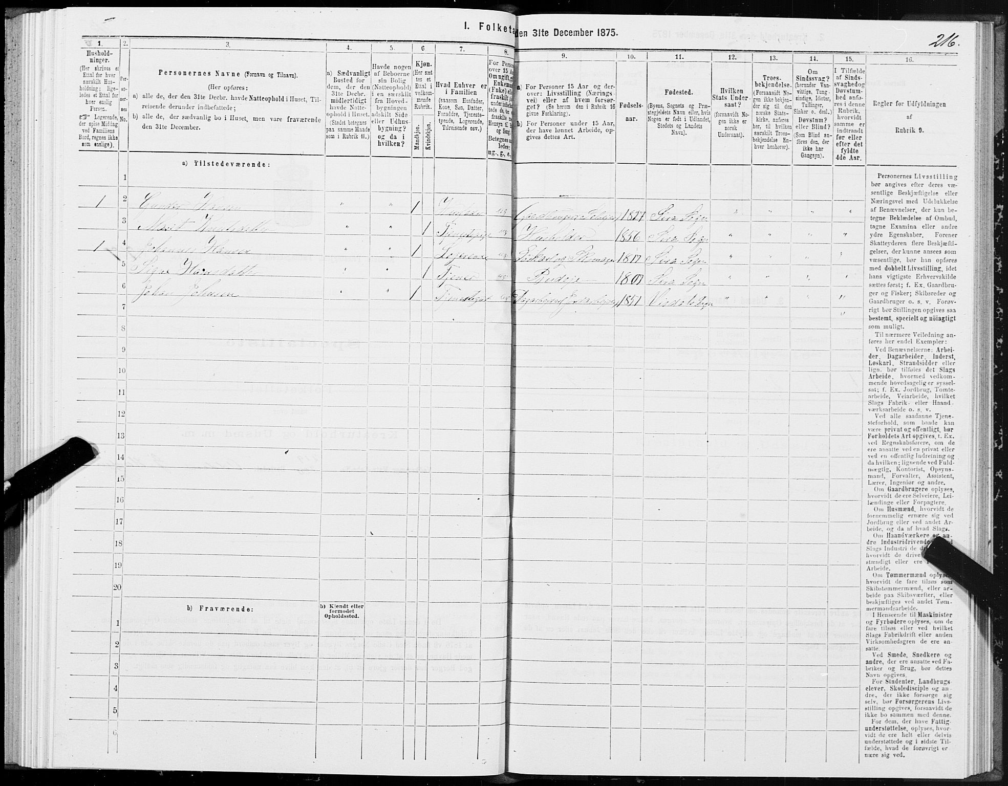 SAT, 1875 census for 1543P Nesset, 1875, p. 4216