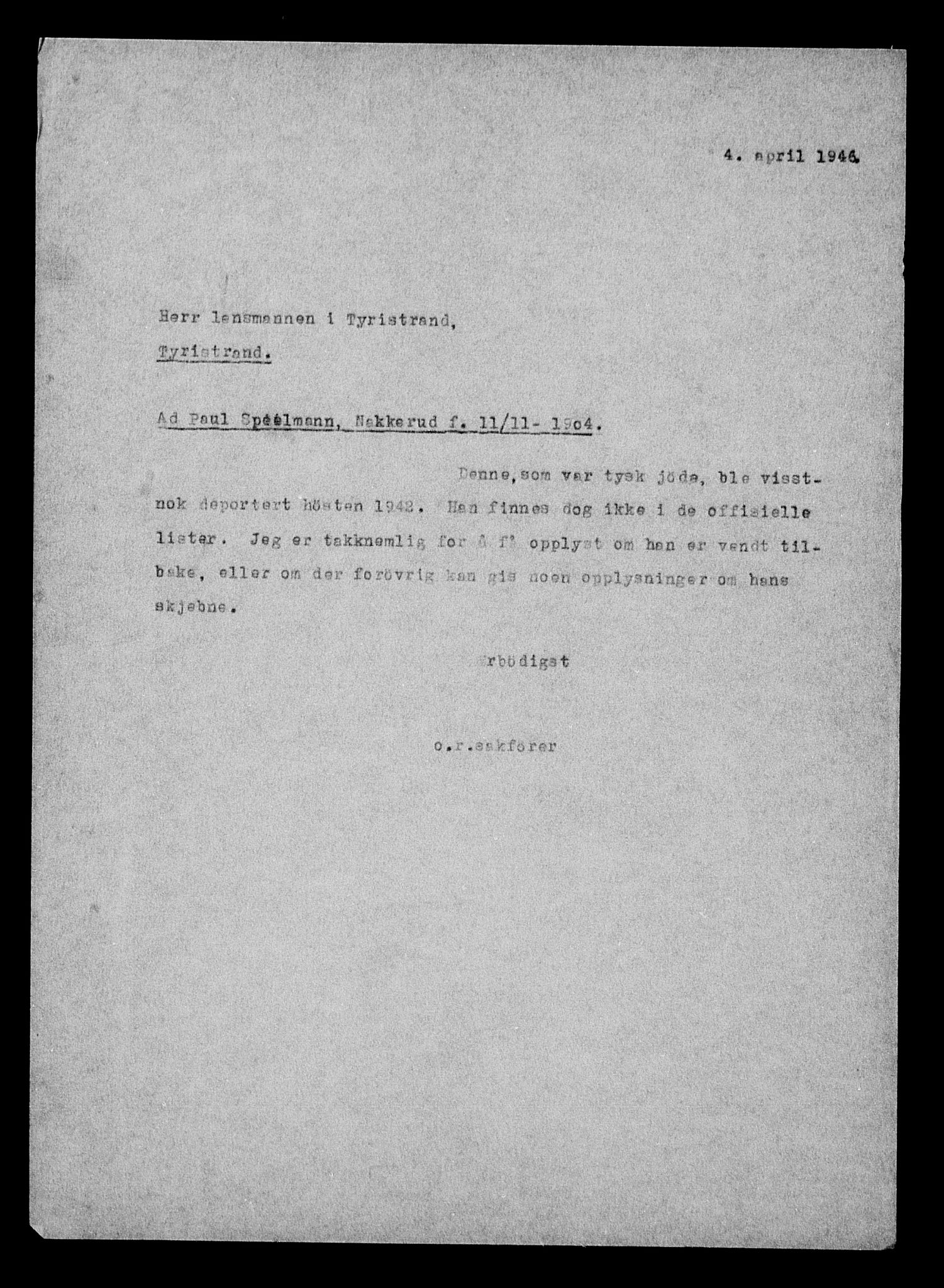 Justisdepartementet, Tilbakeføringskontoret for inndratte formuer, AV/RA-S-1564/H/Hc/Hcd/L1007: --, 1945-1947, p. 223