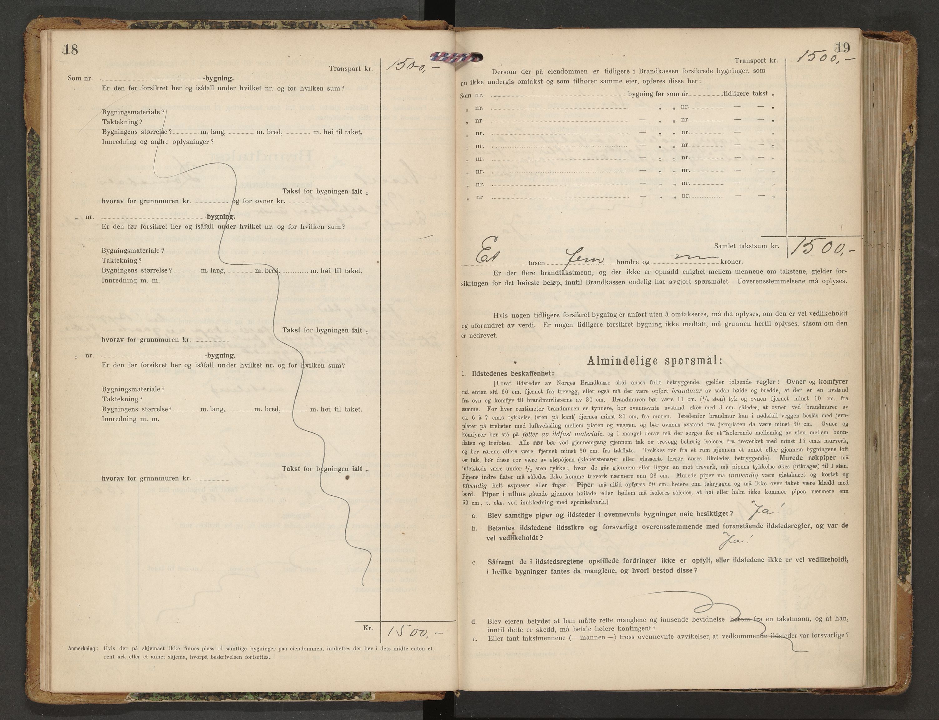 Norges Brannkasse Nesset, AV/SAT-A-5501/F/Fb/L0003: Branntakstprotokoll, 1919-1932, p. 18-19