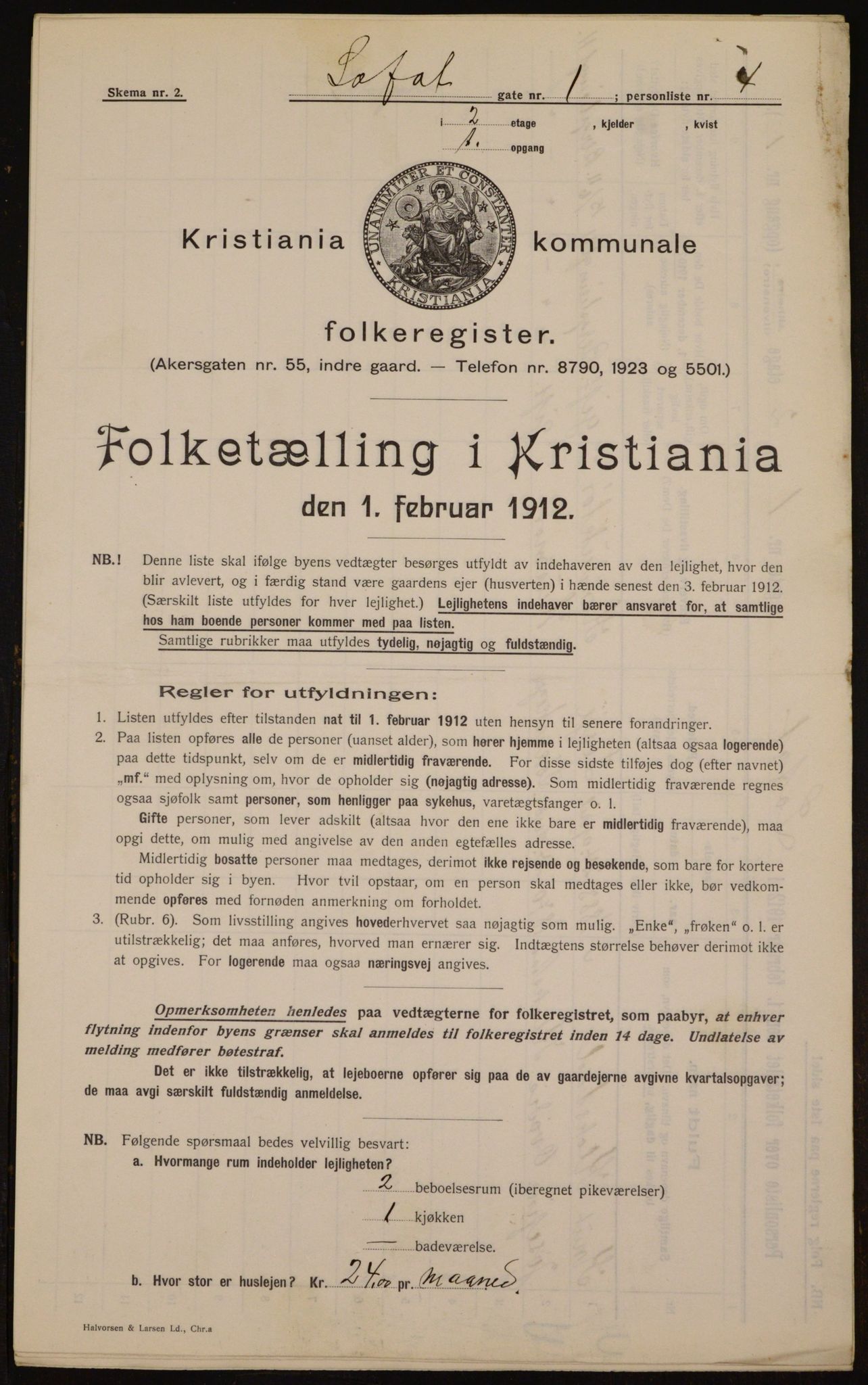 OBA, Municipal Census 1912 for Kristiania, 1912, p. 58719