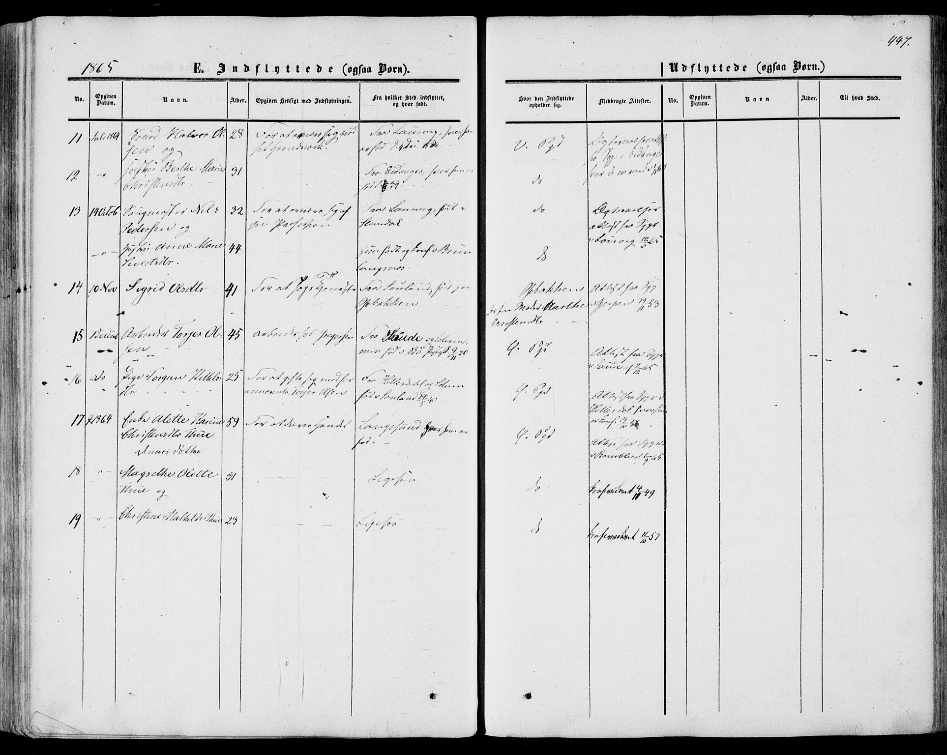 Porsgrunn kirkebøker , AV/SAKO-A-104/F/Fa/L0007: Parish register (official) no. 7, 1858-1877, p. 447