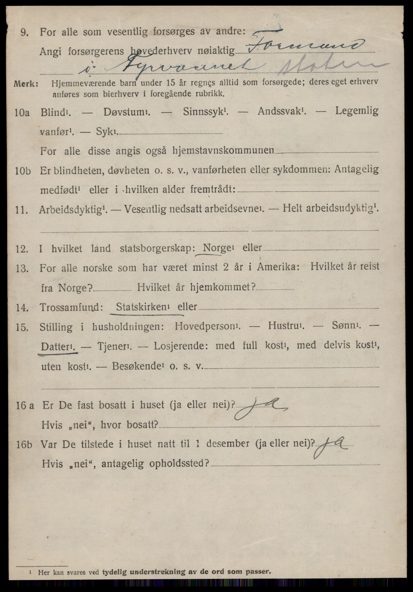 SAT, 1920 census for Volda, 1920, p. 13257